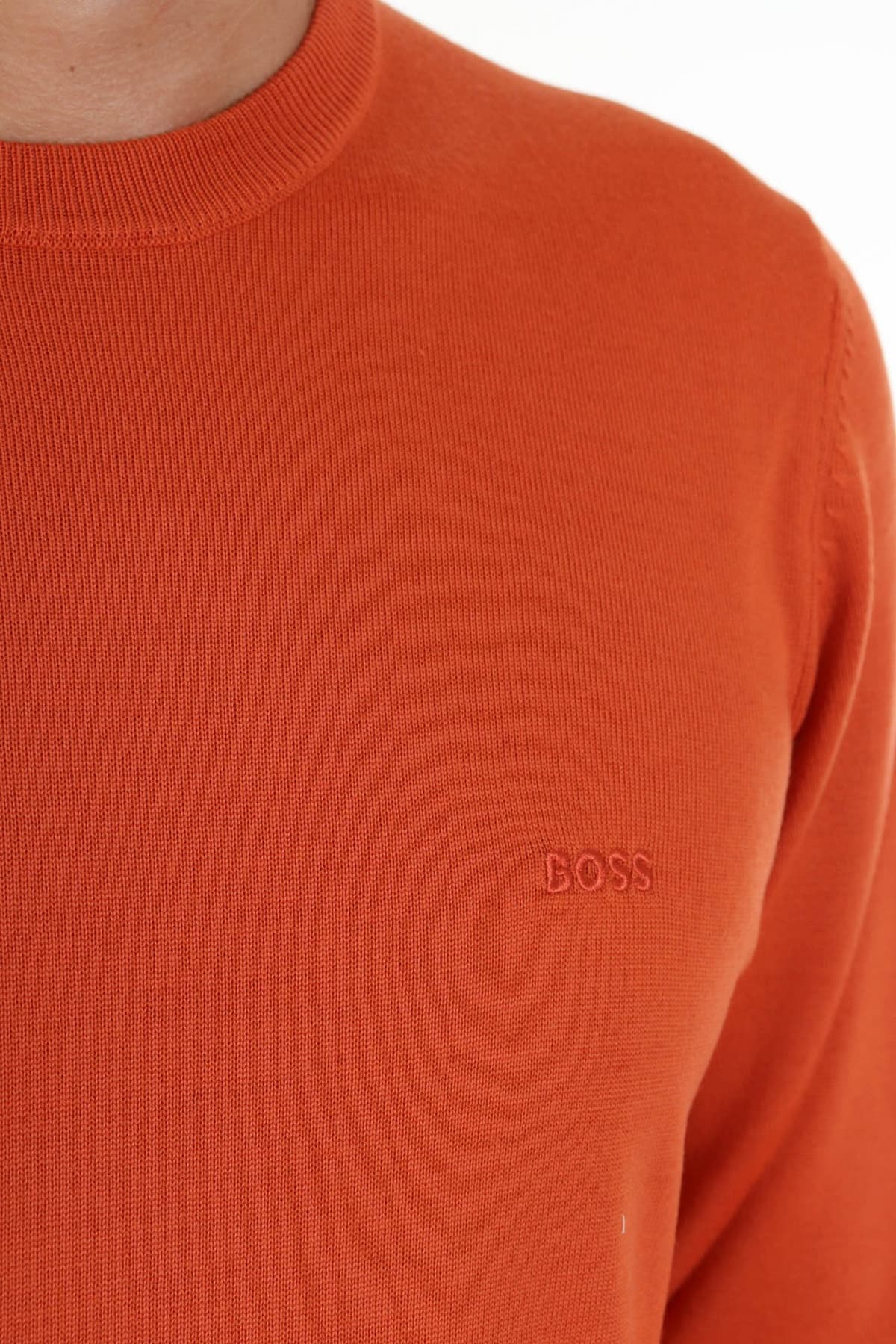 BOSS ΠΛΕΚΤΟ ROUND NECK BOTTO-L ΠΟΡΤΟΚΑΛΙ