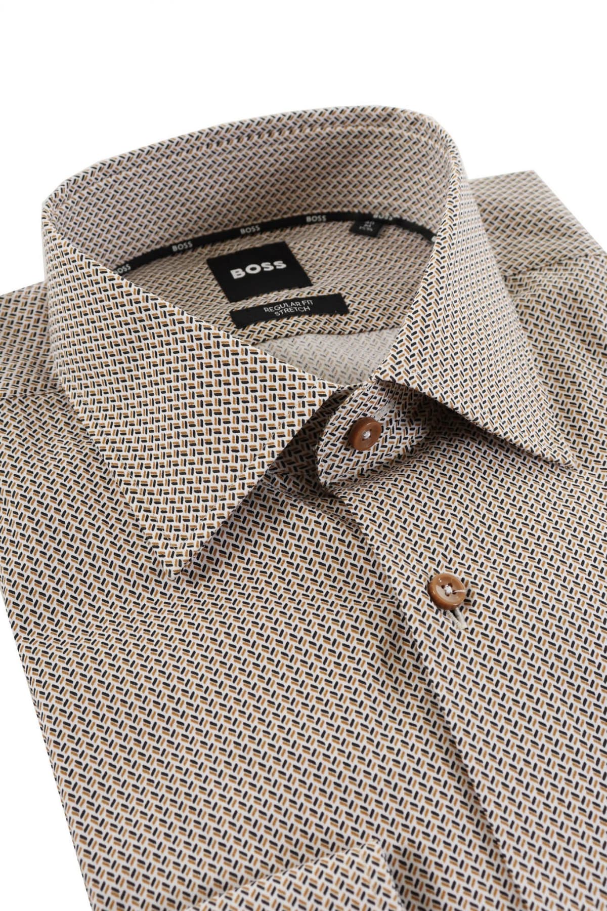 BOSS ΠΟΥΚΑΜΙΣΟ ΜΙΚΡΟΣΧΕΔΙΟ FREGULAR FIT STRETCH H-JOE-KENT-C1-214 ΜΠΕΖ