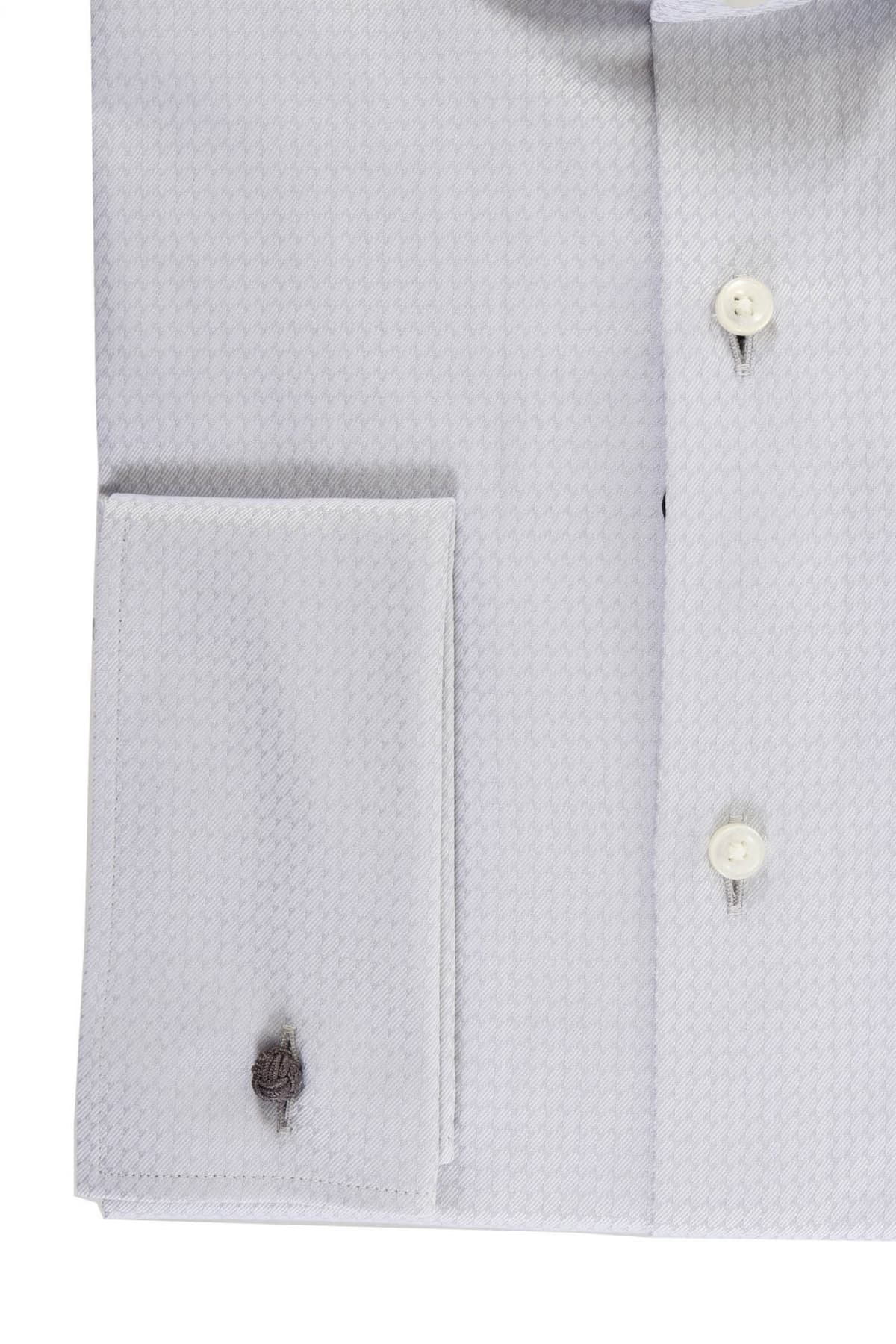 BOSS ΠΟΥΚΑΜΙΣΟ ΜΑΝΙΚΕΤΟΚΟΥΜΠΟ ΜΙΚΡΟΣΧΕΔΙΟ SLIF FIT H-HANK-SPREAD-DC-214 ΓΚΡΙ