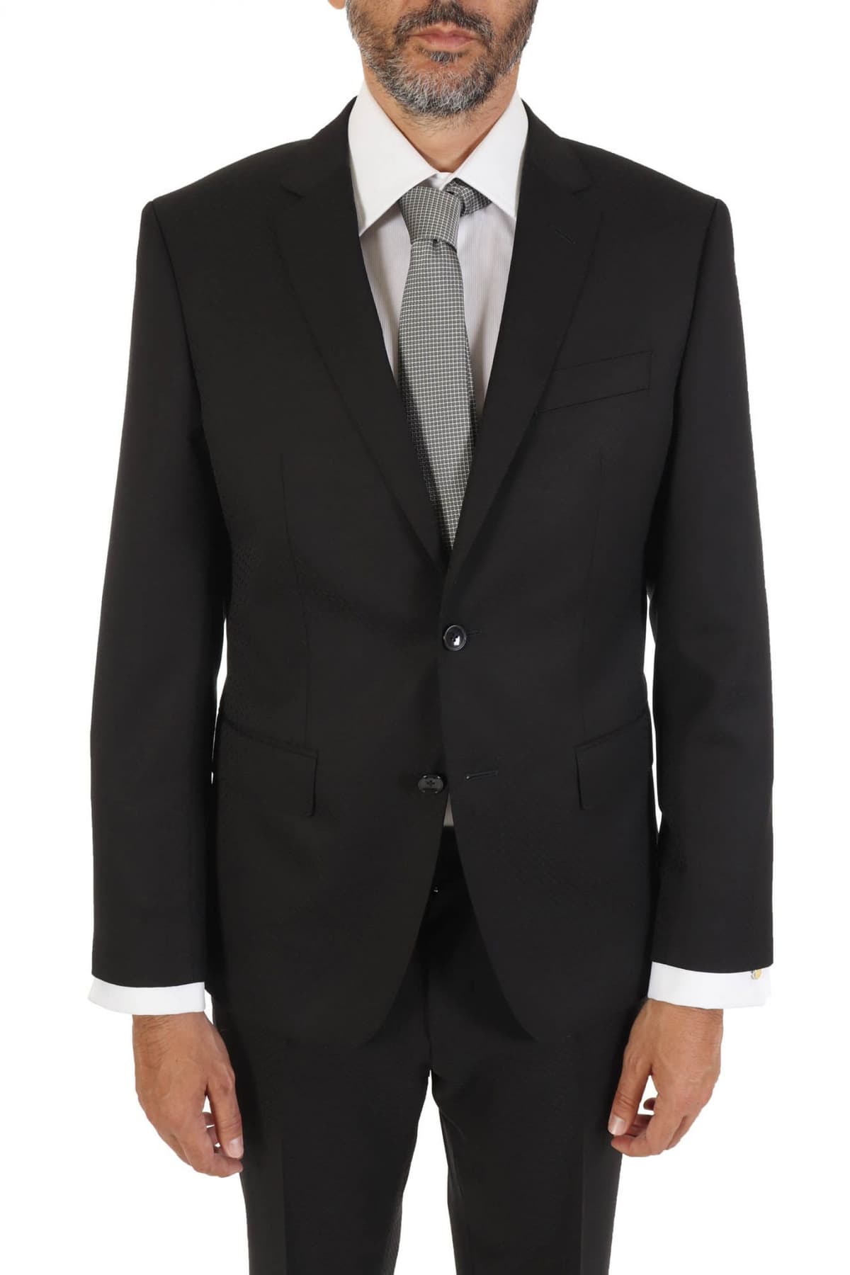 BOSS ΚΟΣΤΟΥΜΙ SLIM FIT ALL OVER LOGO Η-ΗUGΕ 2PCS-224 ΜΑΥΡΟ