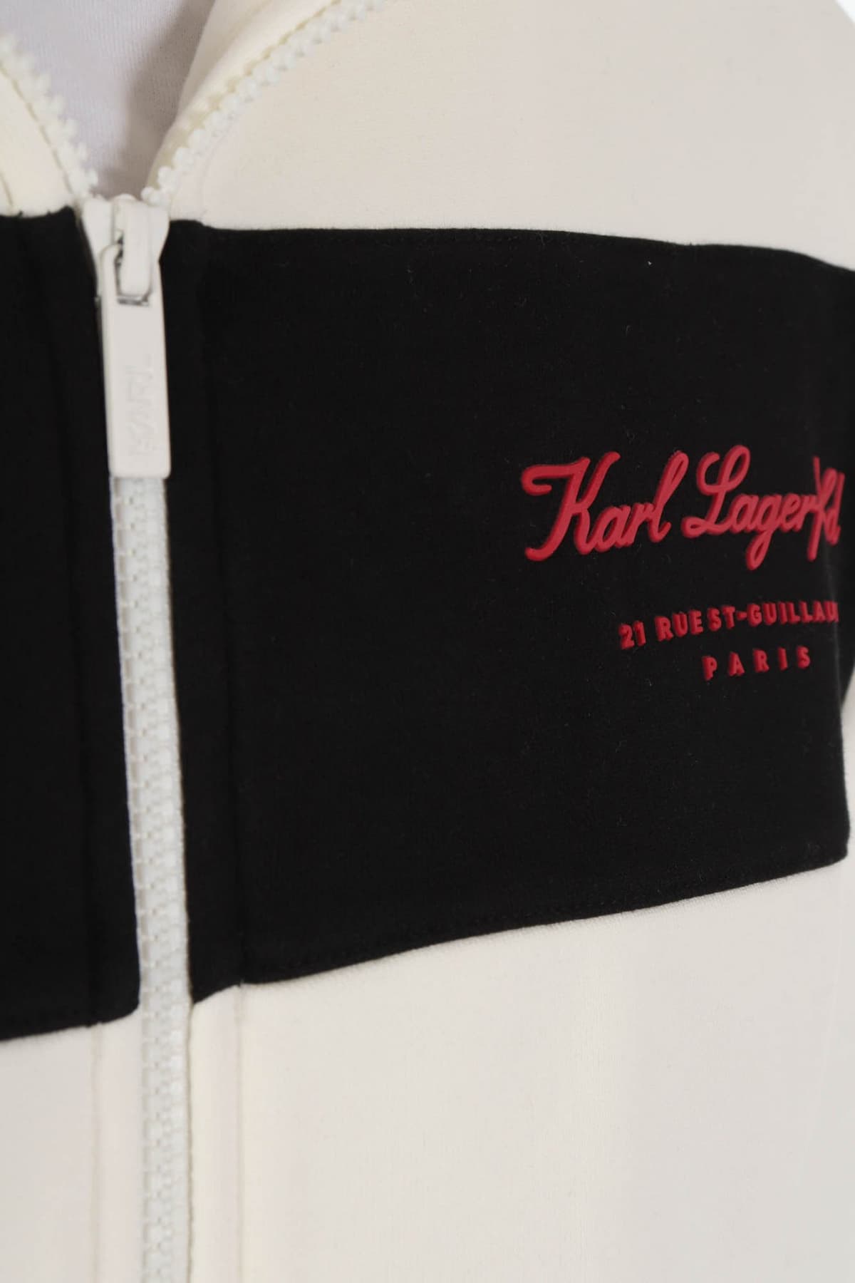 KARL LAGERFELD ΦΟΥΤΕΡ ZIPHOOD LOGO ΥΠΟΛΕΥΚΟ-ΜΑΥΡΟ