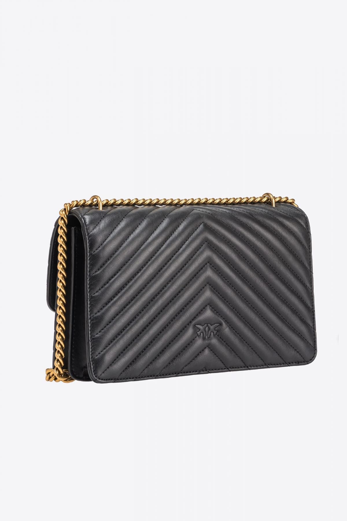 PINKO ΤΣΑΝΤΑ CROSSBODY LOVE ONE CLASSIC DC CHEVRON ΜΑΥΡΟ