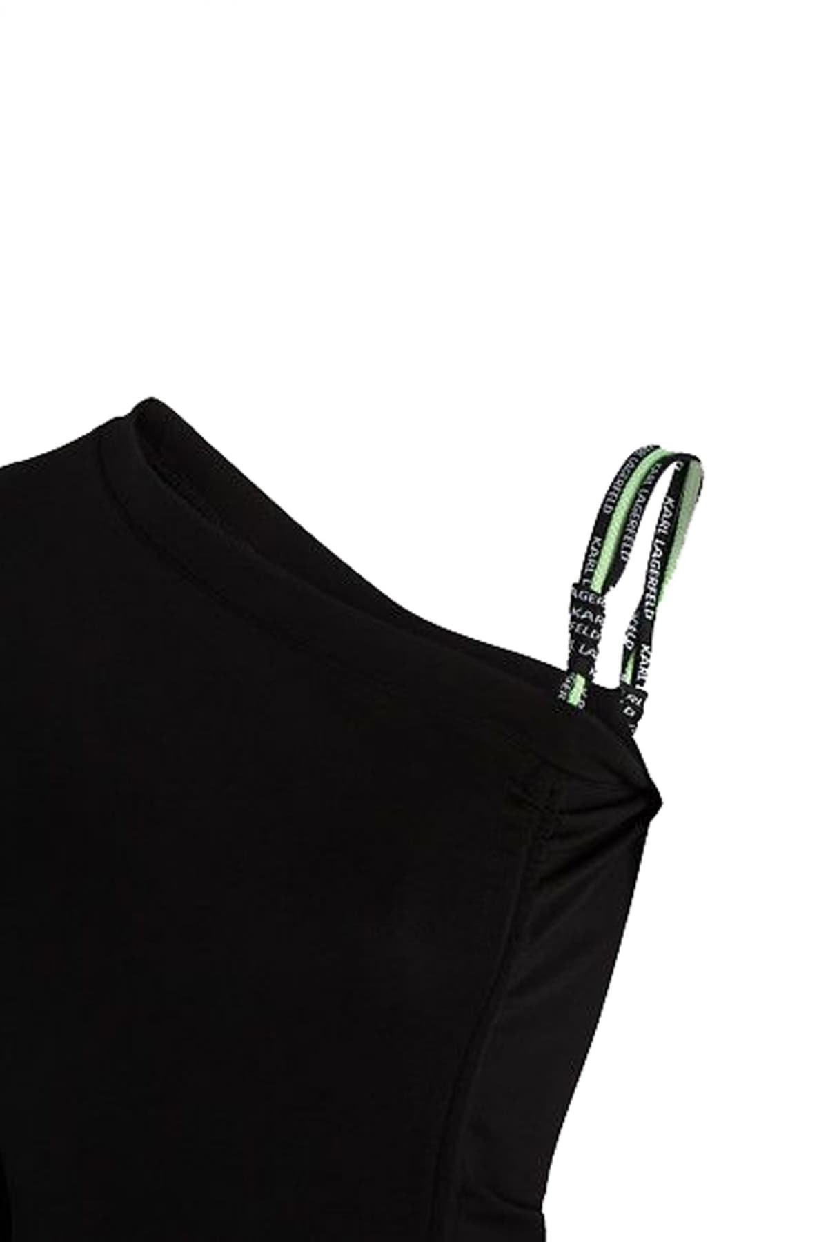 KARL LAGERFELD ΦΟΡΕΜΑ MIDI CORD DETAIL JERSEY ΕΝΑ ΜΑΝΙΚΙ ΜΑΥΡΟ