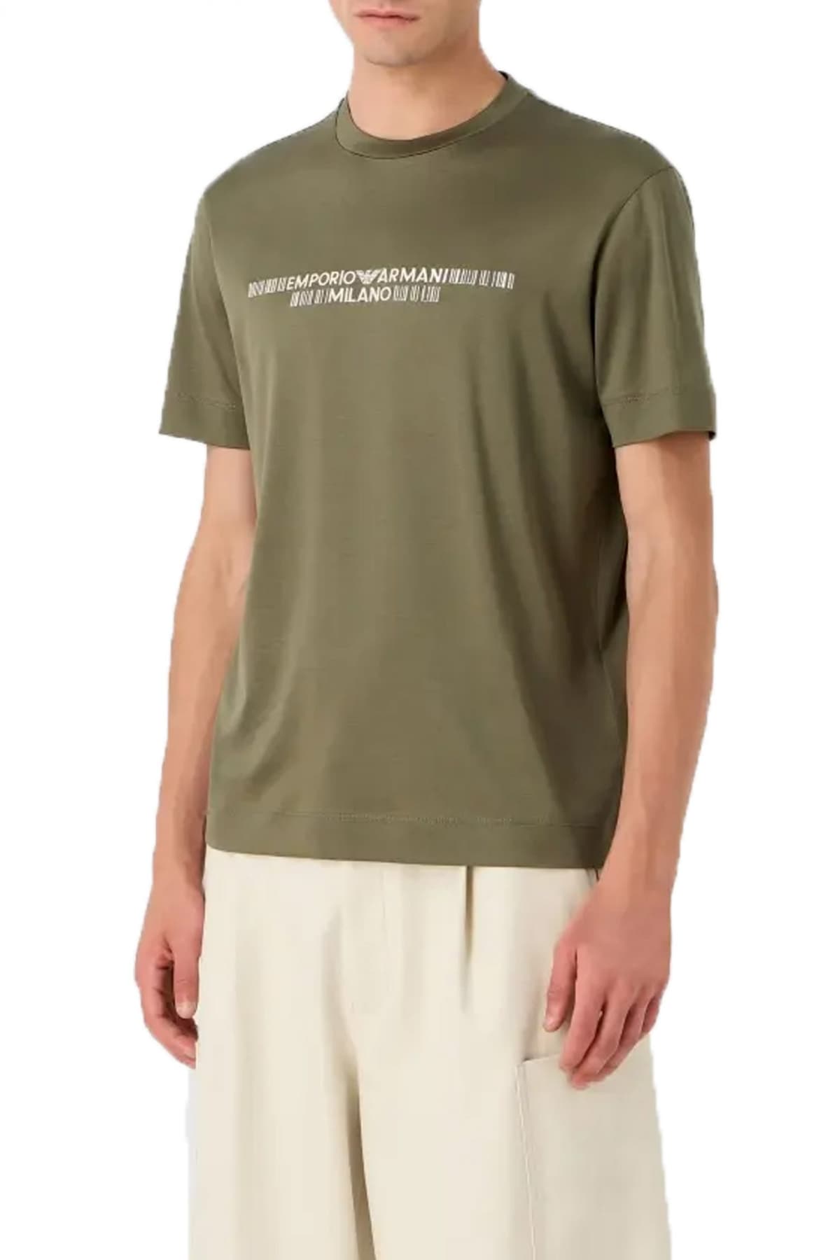 EMPORIO ARMANI T-SHIRT LOGO ΧΑΚΙ