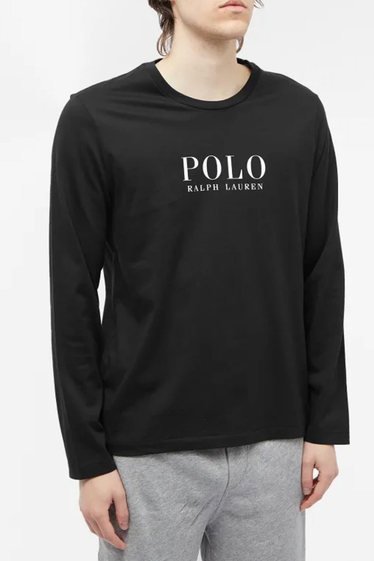 RALPH LAUREN SLEEP TOP T-SHIRT LOGO ΜΑΥΡΟ