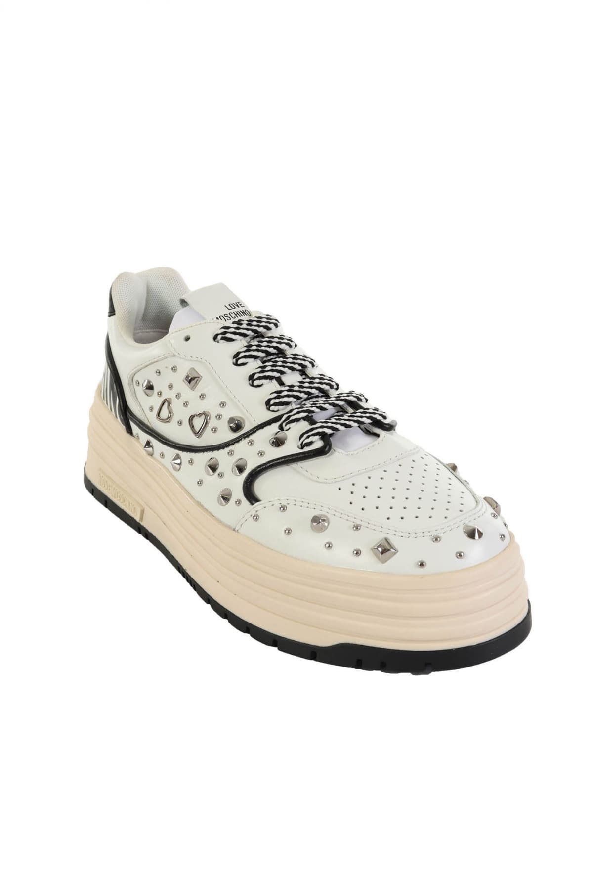 LOVE MOSCHINO ΠΑΠΟΥΤΣΙΑ SNEAKERS ΤΡΟΥΞ ΜΑΥΡΕΣ ΛΕΠΤΟΜΕΡΕΙΕΣ PRINT LOGO ΛΕΥΚΟ