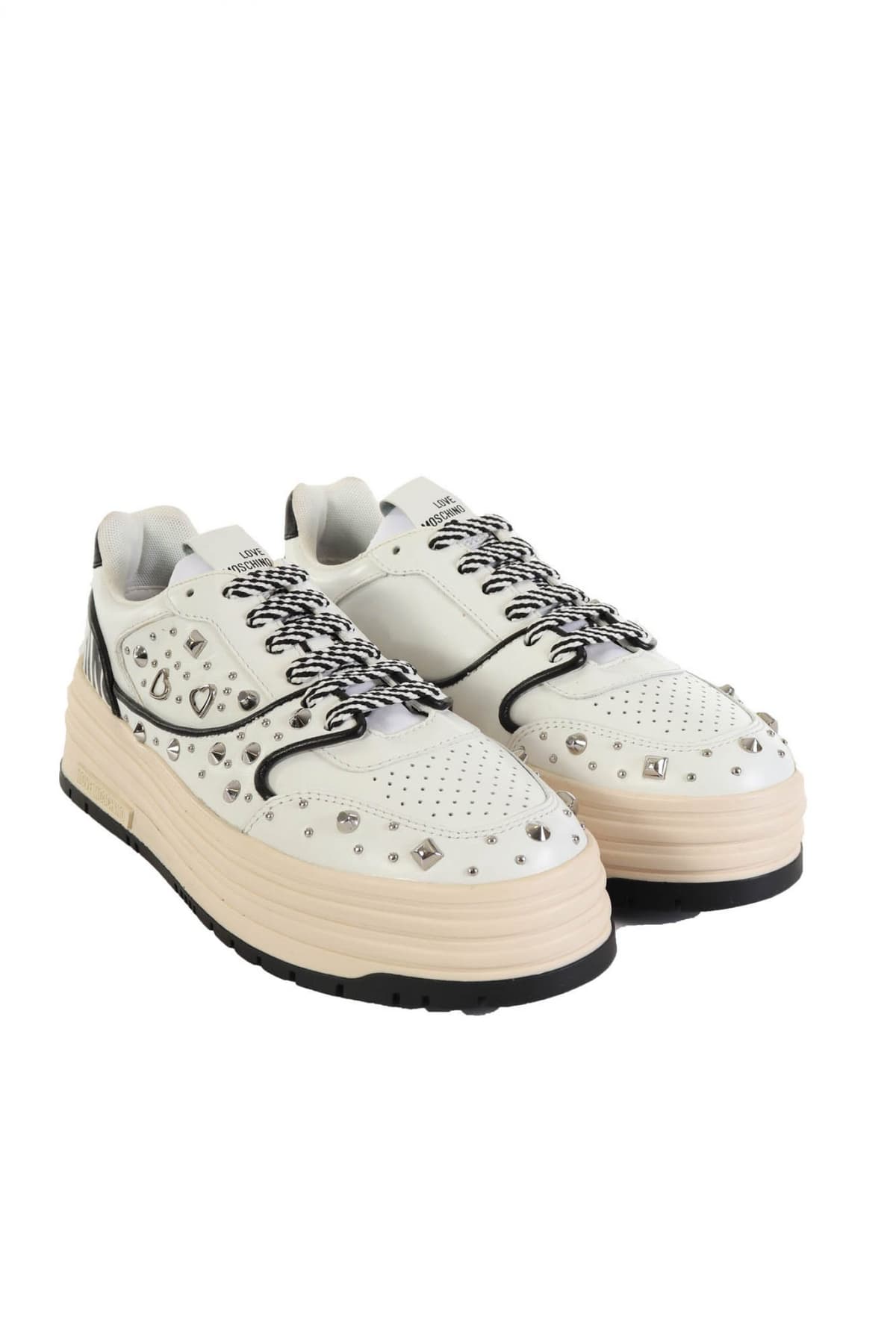 LOVE MOSCHINO ΠΑΠΟΥΤΣΙΑ SNEAKERS ΤΡΟΥΞ ΜΑΥΡΕΣ ΛΕΠΤΟΜΕΡΕΙΕΣ PRINT LOGO ΛΕΥΚΟ