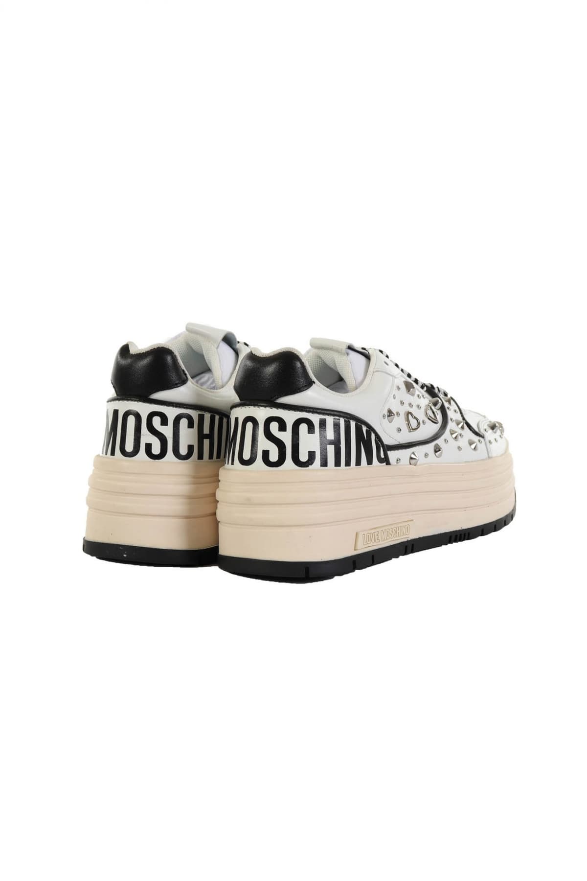 LOVE MOSCHINO ΠΑΠΟΥΤΣΙΑ SNEAKERS ΤΡΟΥΞ ΜΑΥΡΕΣ ΛΕΠΤΟΜΕΡΕΙΕΣ PRINT LOGO ΛΕΥΚΟ