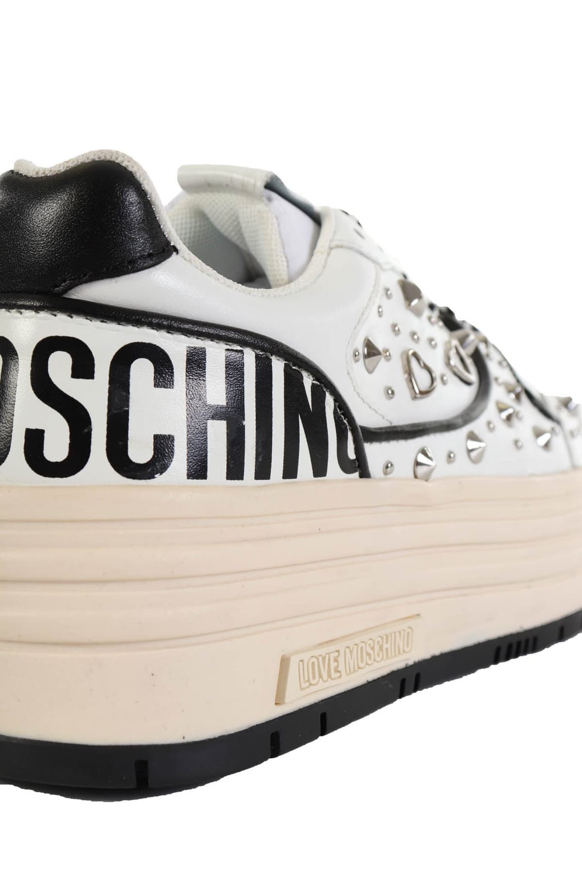 LOVE MOSCHINO ΠΑΠΟΥΤΣΙΑ SNEAKERS ΤΡΟΥΞ ΜΑΥΡΕΣ ΛΕΠΤΟΜΕΡΕΙΕΣ PRINT LOGO ΛΕΥΚΟ