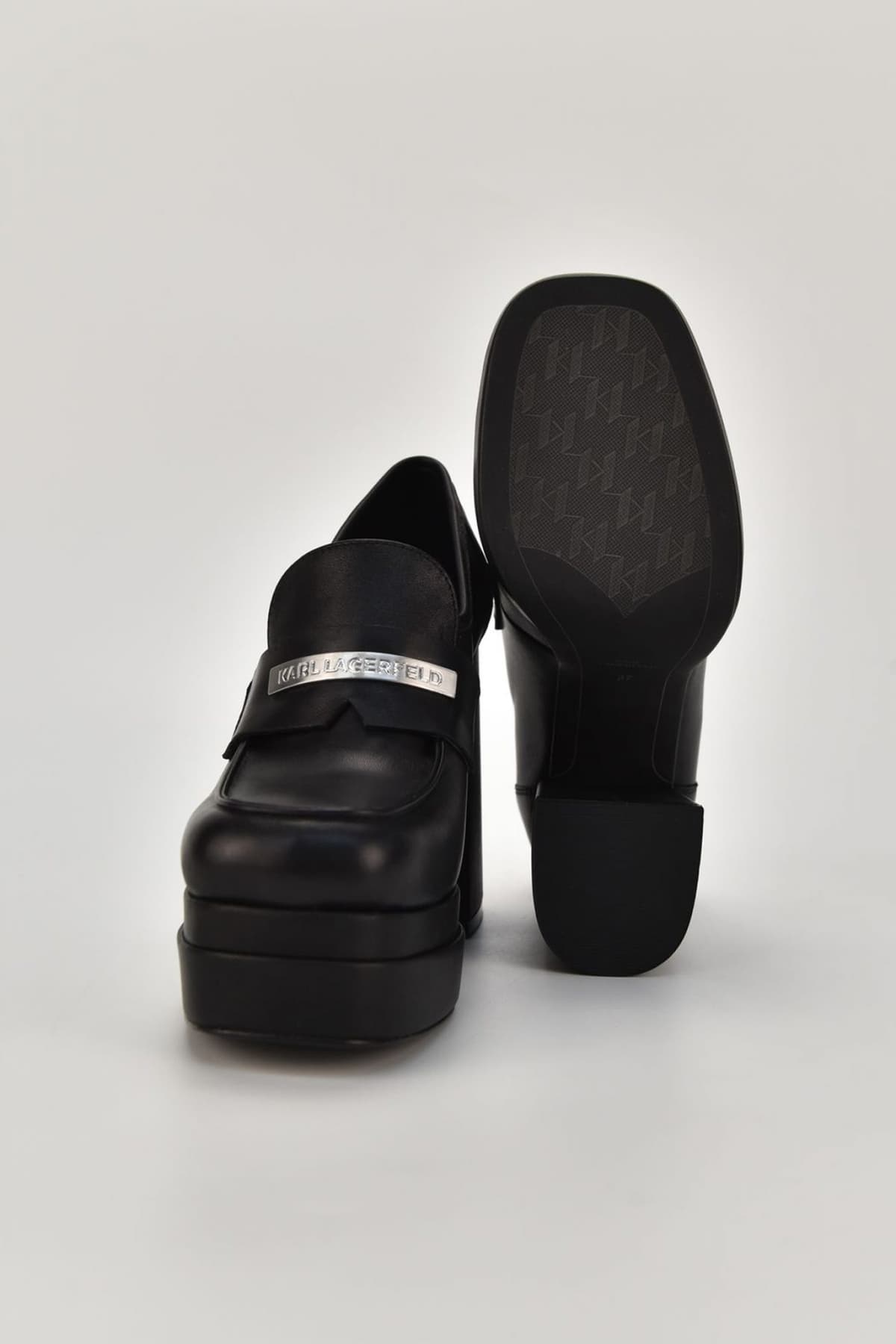KARL LAGERFELD ΠΑΠΟΥΤΣΙΑ LOAFERS STRADA ΜΕΤΑΛΛΙΚΟ LOGO ΜΑΥΡΟ
