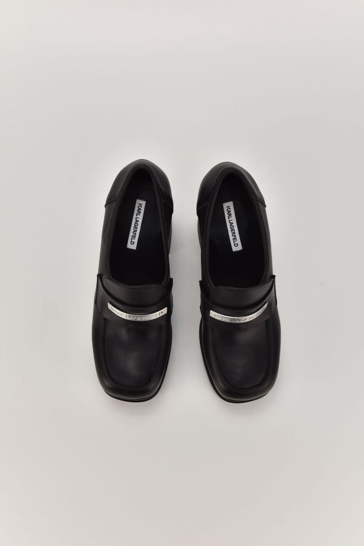 KARL LAGERFELD ΠΑΠΟΥΤΣΙΑ LOAFERS STRADA ΜΕΤΑΛΛΙΚΟ LOGO ΜΑΥΡΟ