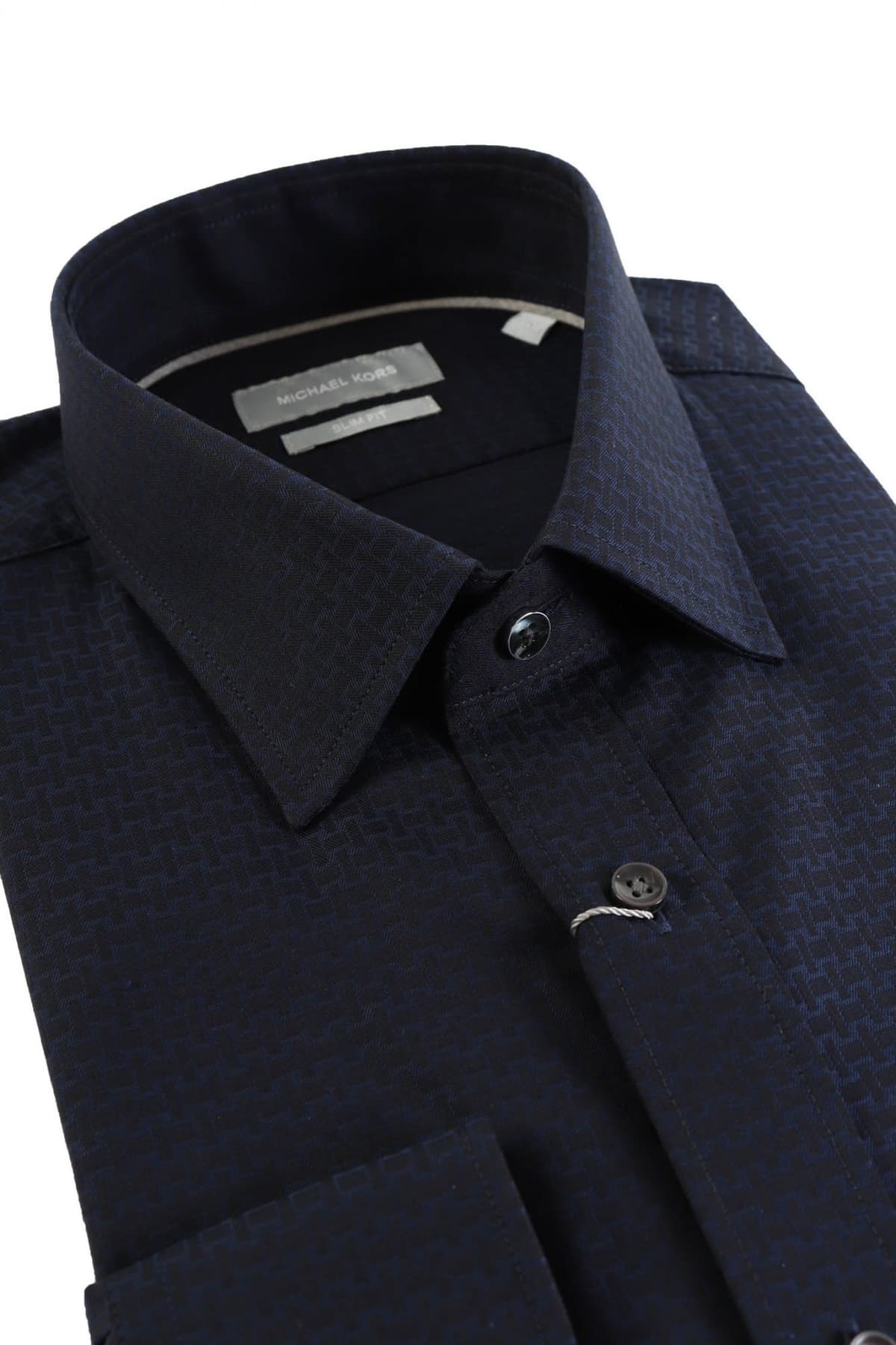 MICHAEL KORS ΠΟΥΚΑΜΙΣΟ RECTANGLE SLIM FIT EASY CARE STRETCH ΜΠΛΕ