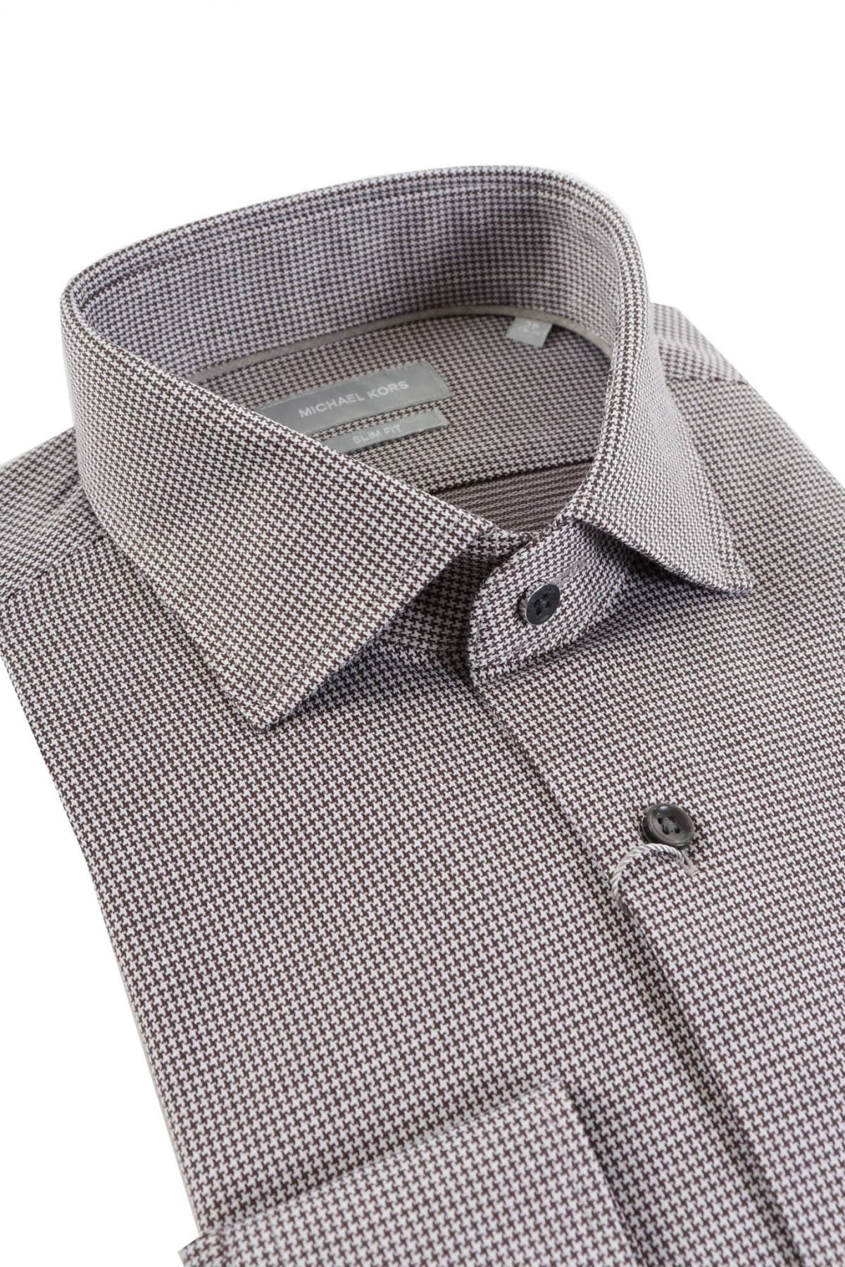 MICHAEL KORS ΠΟΥΚΑΜΙΣΟ ΜΙΚΡΟΣΧΕΔΙΟ SLIM FIT ΚΑΦΕ