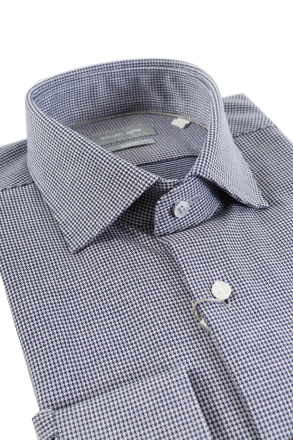 MICHAEL KORS ΠΟΥΚΑΜΙΣΟ ΜΙΚΡΟΣΧΕΔΙΟ SLIM FIT ΜΠΛΕ