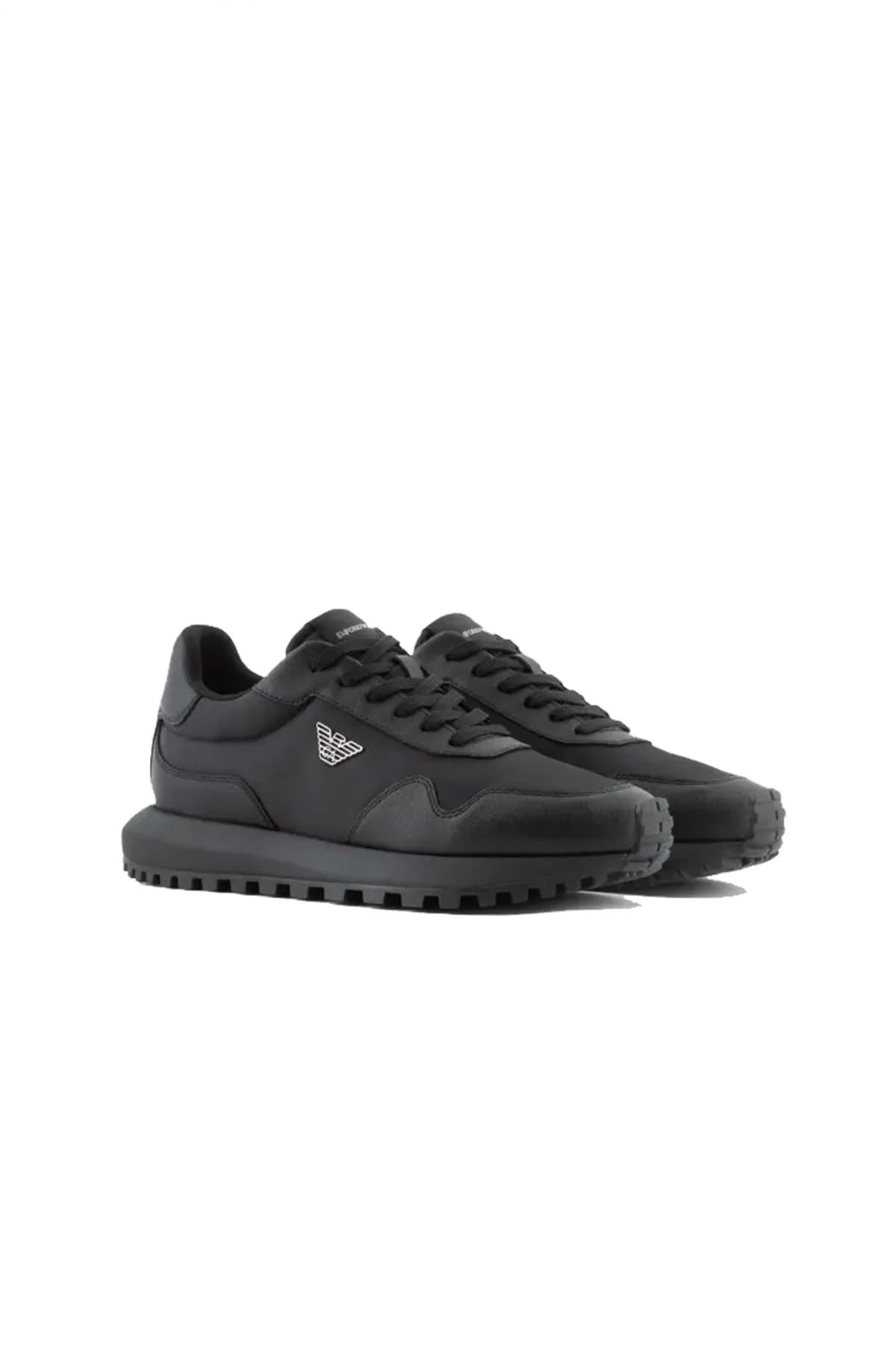 EMPORIO ARMANI ΠΑΠΟΥΤΣΙΑ SNEAKERS LOGO ΜΑΥΡΟ