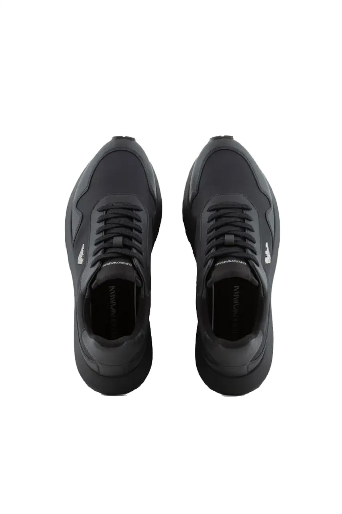 EMPORIO ARMANI ΠΑΠΟΥΤΣΙΑ SNEAKERS LOGO ΜΑΥΡΟ