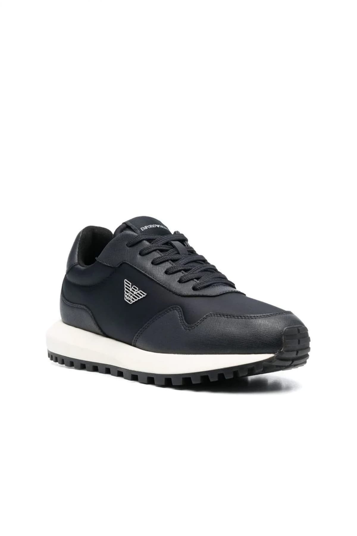 EMPORIO ARMANI ΠΑΠΟΥΤΣΙΑ SNEAKERS LOGO ΜΠΛΕ