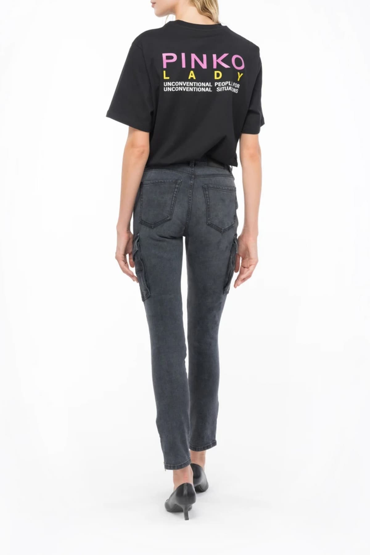 PINKO ΠΑΝΤΕΛΟΝΙ JEANS PRESSIONE CARGO DENIM ΓΚΡΙ