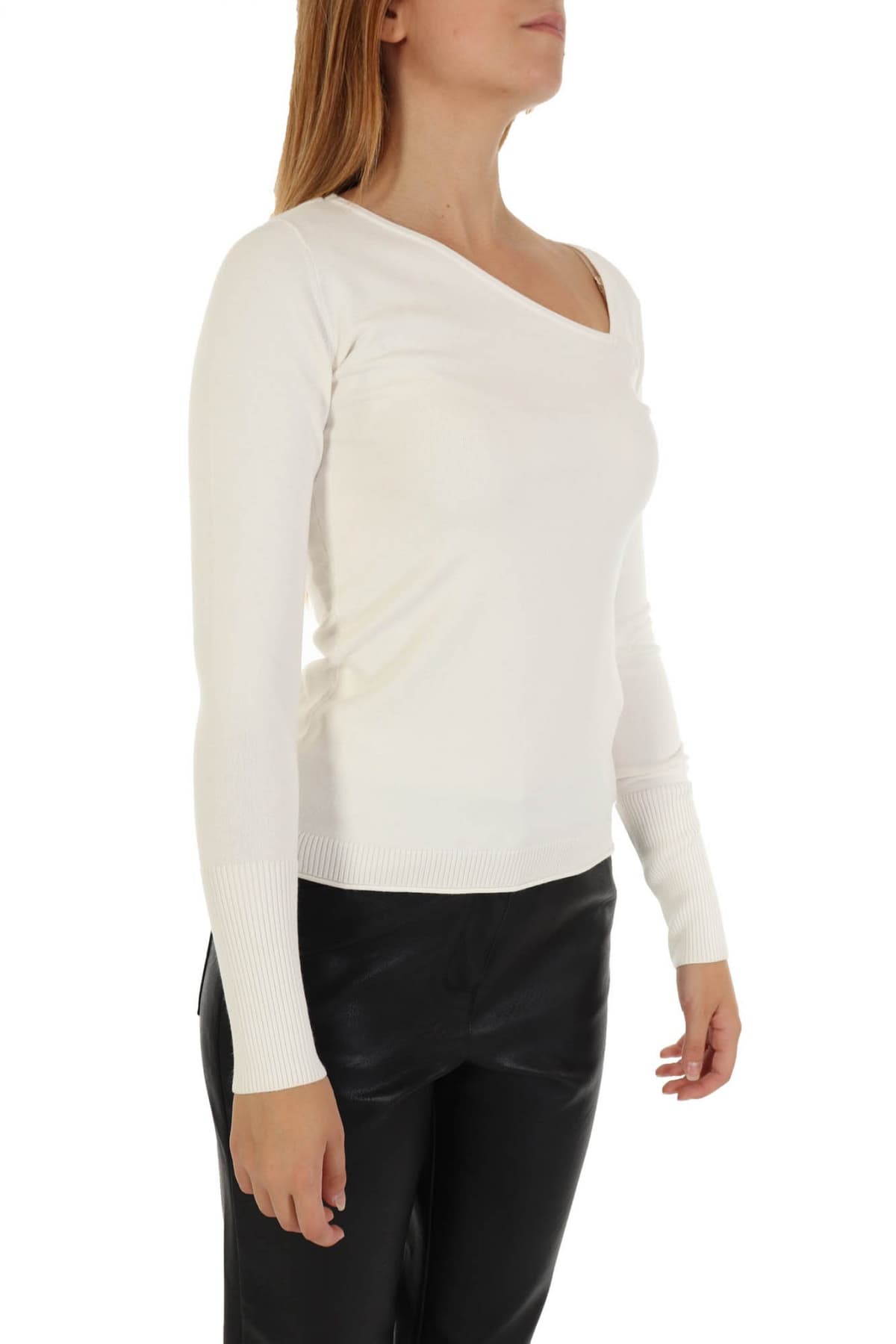 MARELLA ΠΛΕΚΤΟ GONDOLA ΛΟΞΟ V-NECK ΕΚΡΟΥ