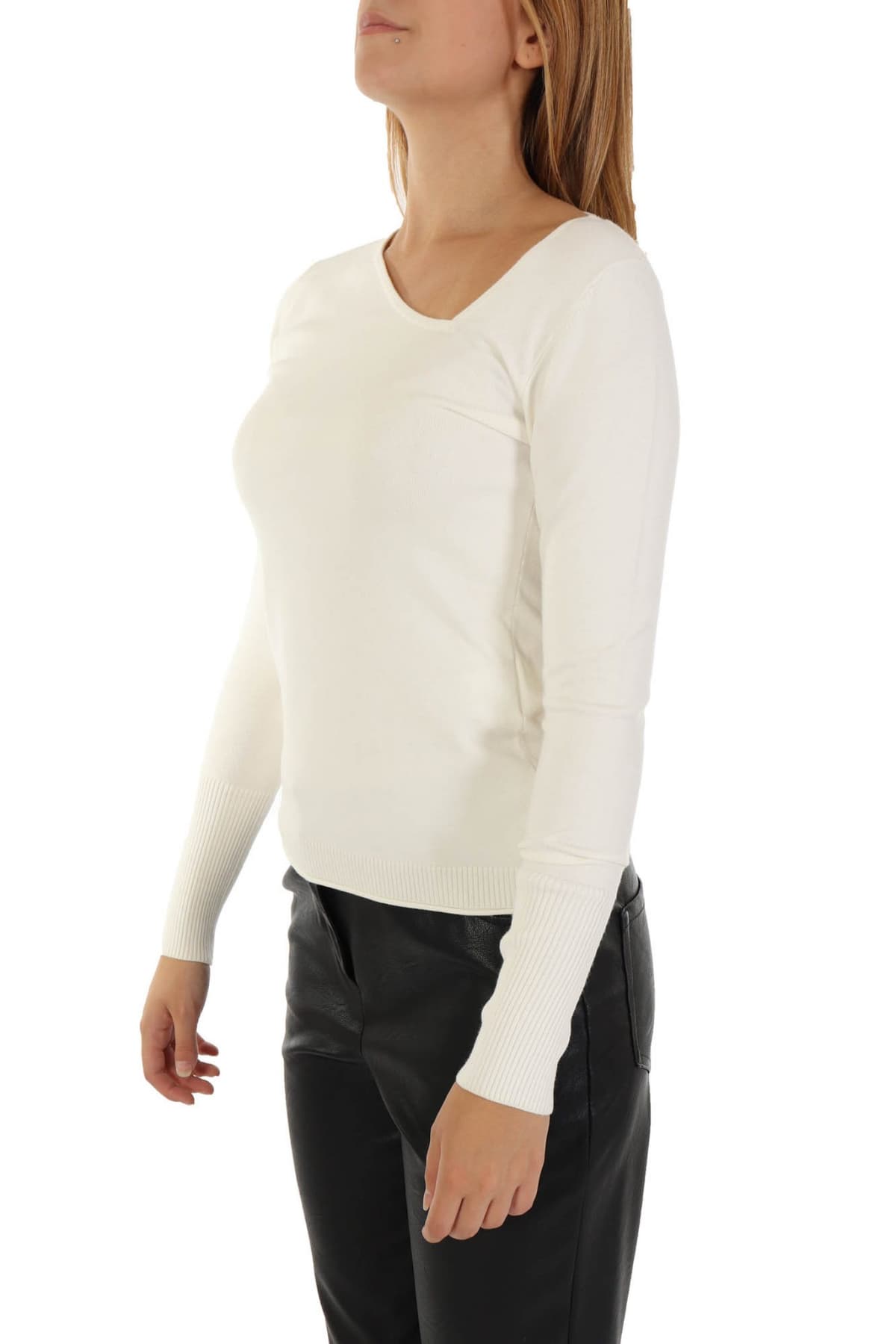 MARELLA ΠΛΕΚΤΟ GONDOLA ΛΟΞΟ V-NECK ΕΚΡΟΥ