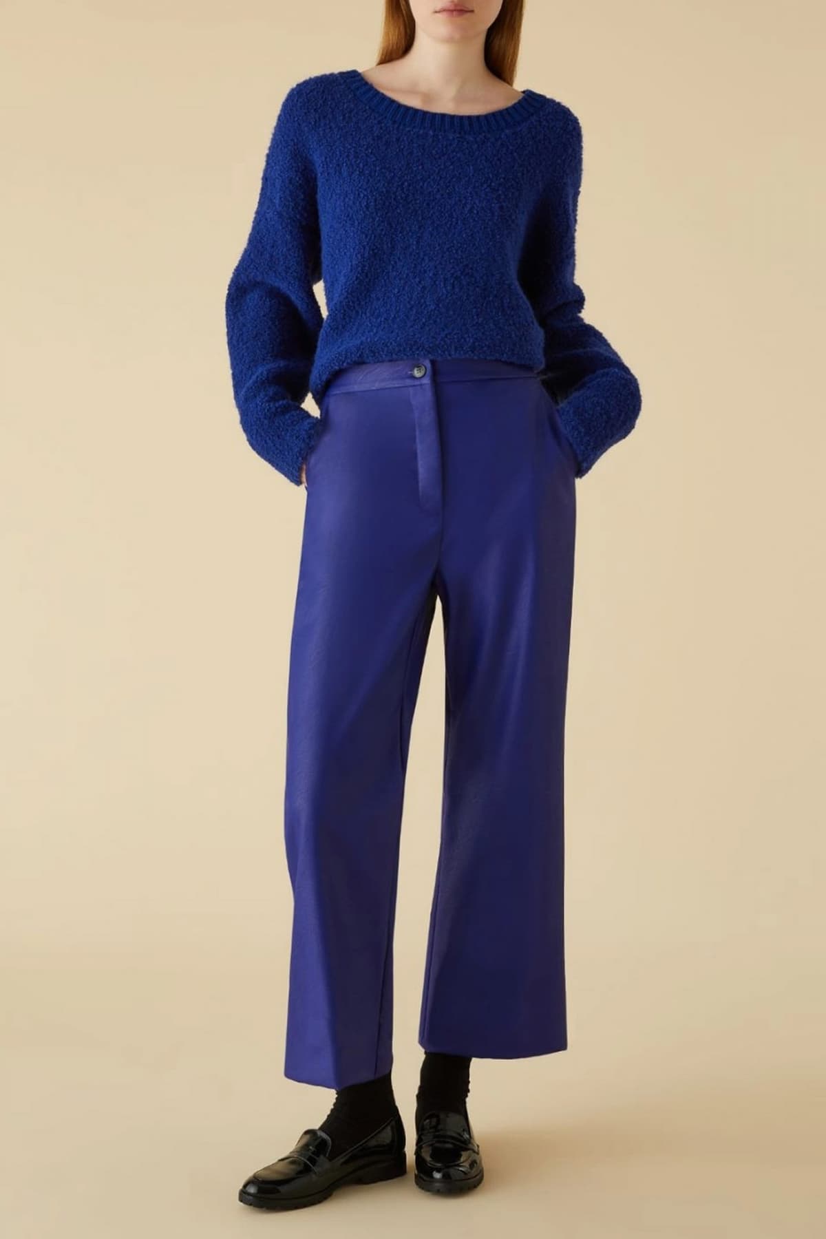 MARELLA EMME ΠΑΝΤΕΛΟΝΑ JENE FAUX LEATHER/VISCOSE ΜΠΛΕ ΗΛΕΚΤΡΙΚ