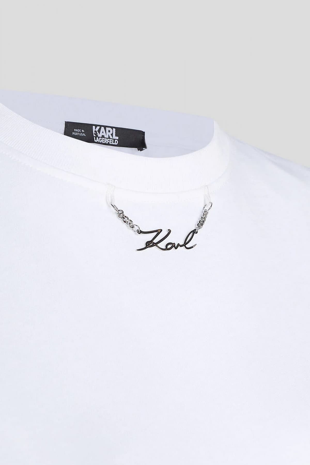 KARL LAGERFELD T-SHIRT LOGO ΑΛΥΣΙΔΑ ΛΕΥΚΟ