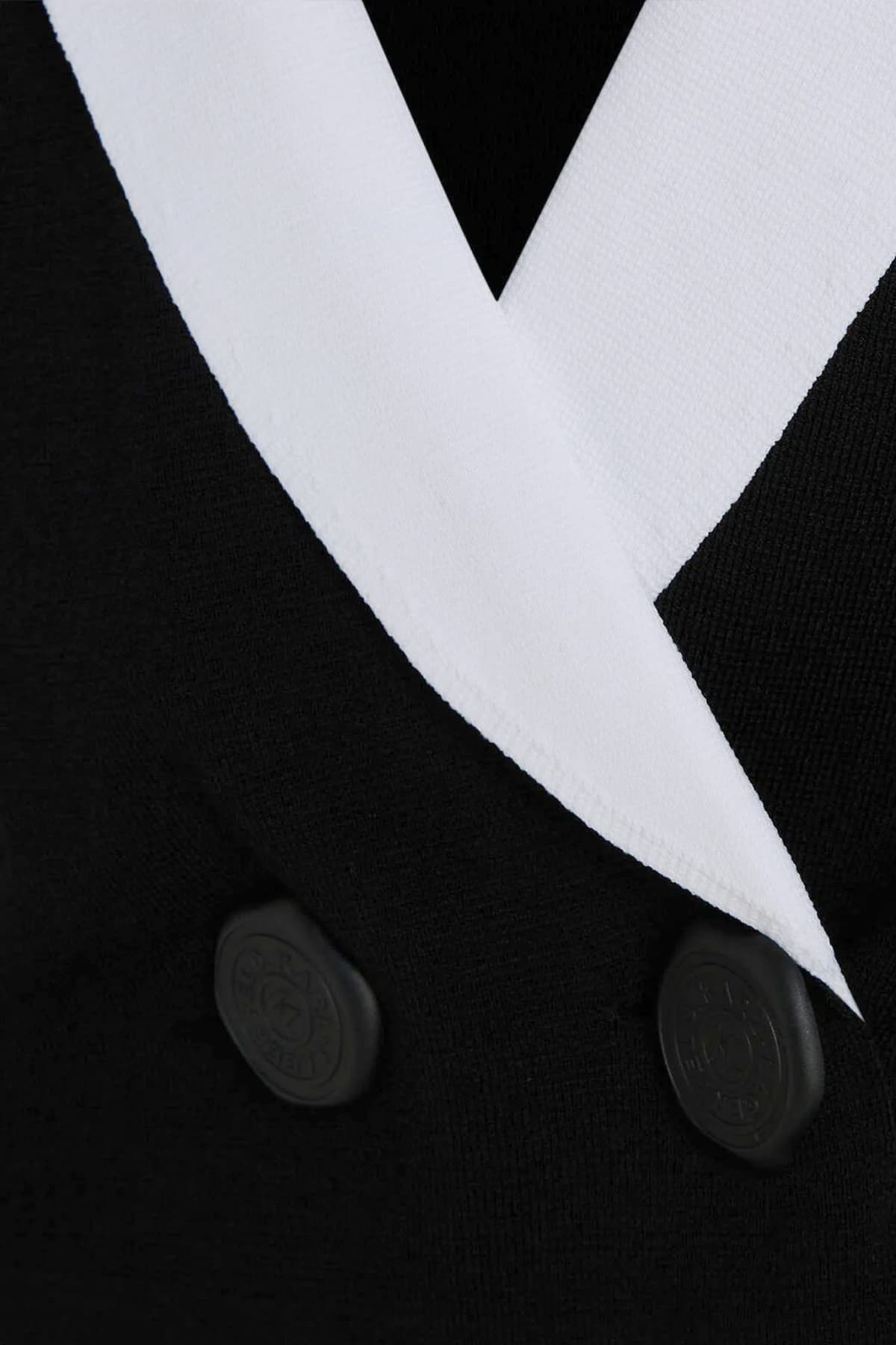 KARL LAGERFELD ΖΑΚΕΤΑ ΠΛΕΚΤΗ CROP ΑΣΠΡΟ ΠΕΤΟ ΜΑΥΡΟ