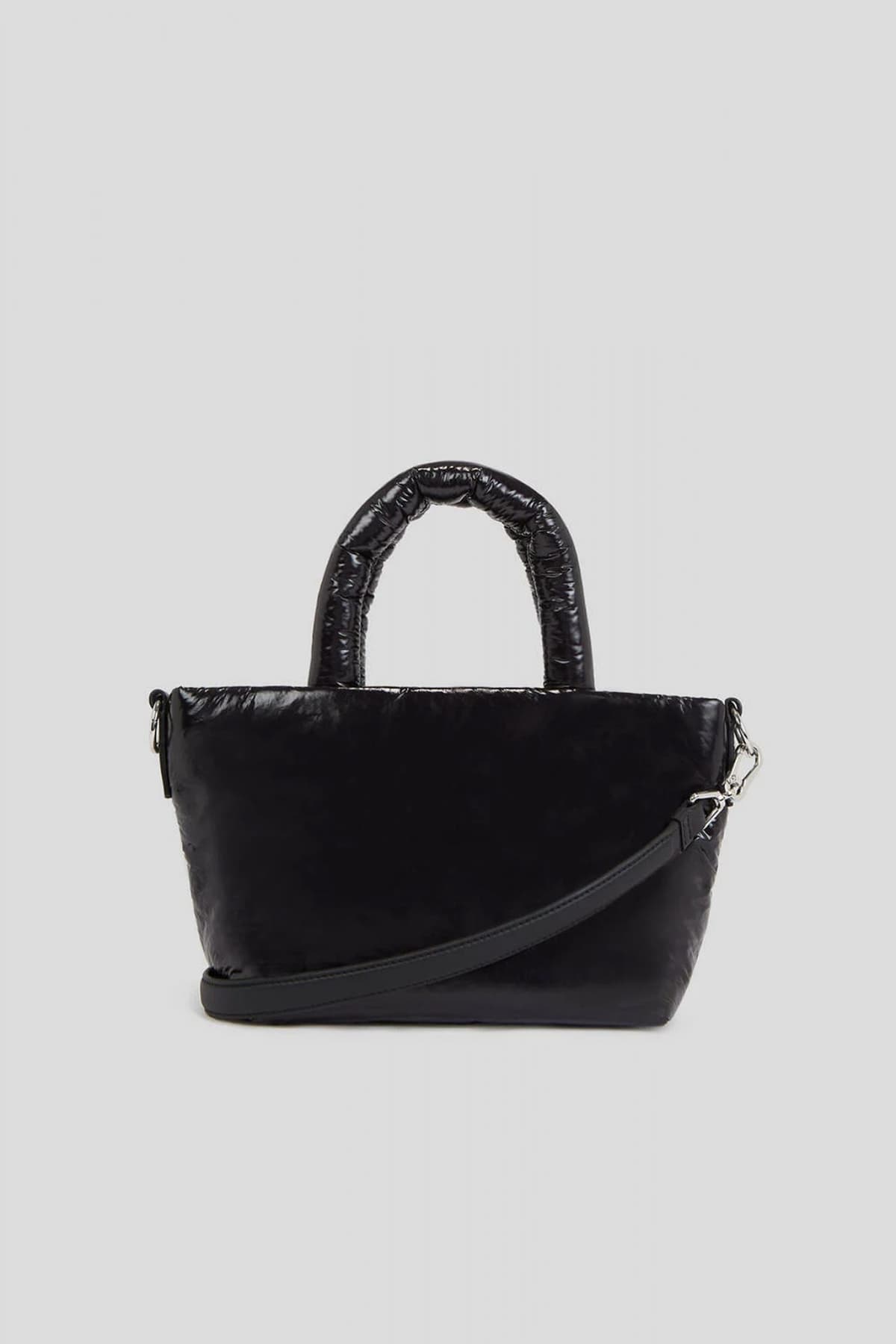KARL LAGERFELD ΤΣΑΝΤΑKI XEIΡΟΣ/CROSS BODY K/SIGNATURE SOFT SM TOTE NYLON METAΛΛΙΚΟ LOGO MAYΡΟ