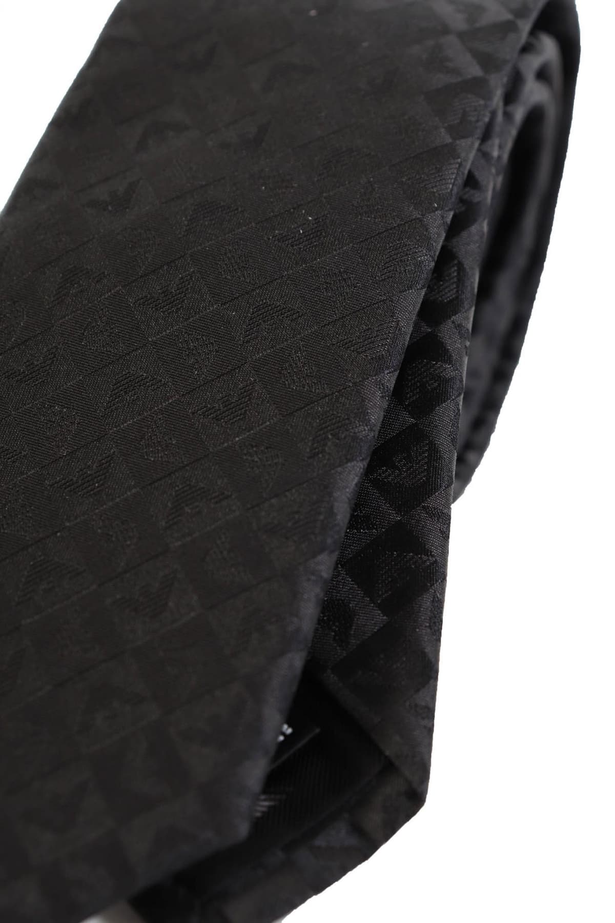 EMPORIO ARMANI ΓΡΑΒΑΤΑ ALL OVER PRINT LOGO ΜΑΥΡΟ