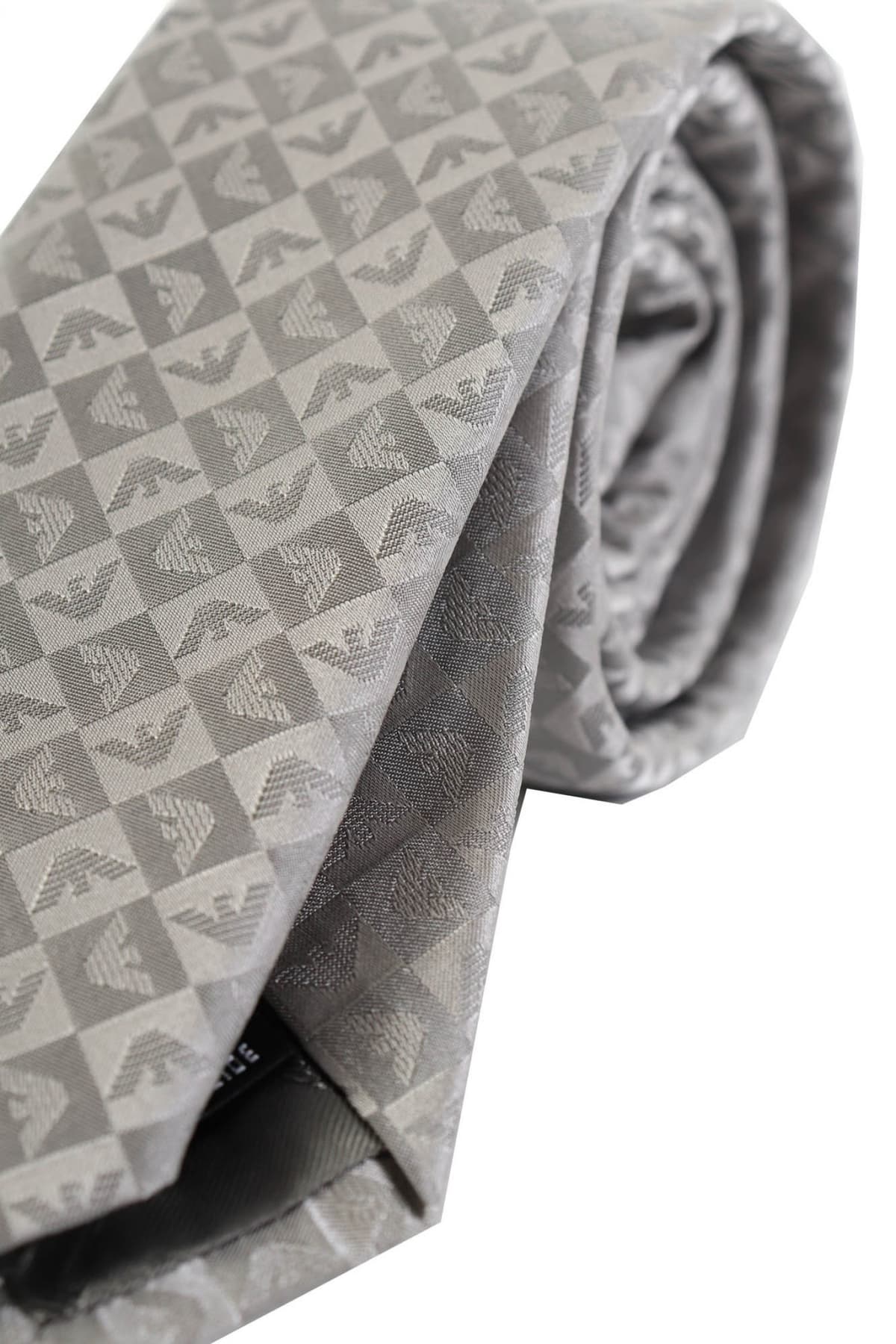 EMPORIO ARMANI ΓΡΑΒΑΤΑ ALL OVER PRINT LOGO ΓΚΡΙ