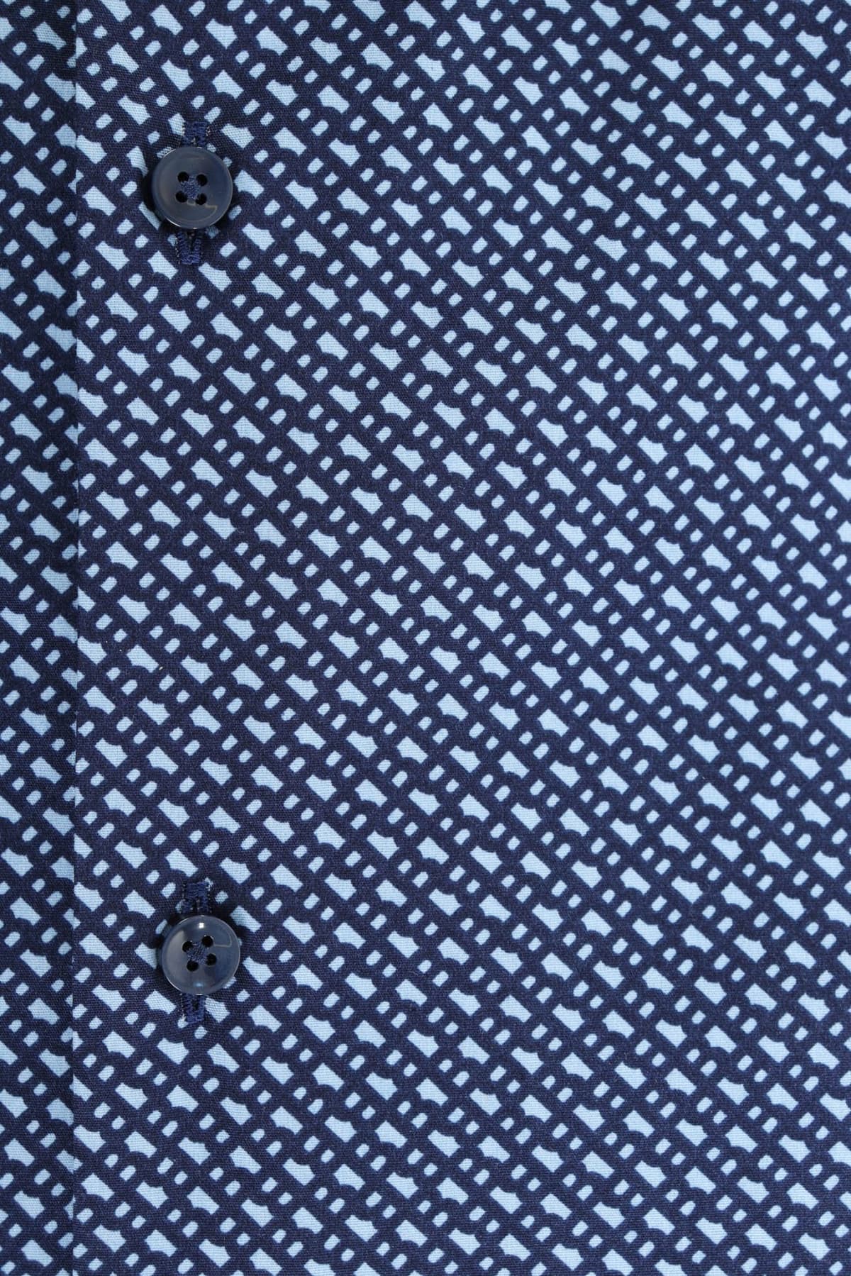 BOSS ΠΟΥΚΑΜΙΣΟ ALLOVER LOGO SLIM FIT STRETCH H-HANK-KENT-C1-214 ΜΠΛΕ-ΣΙΕΛ