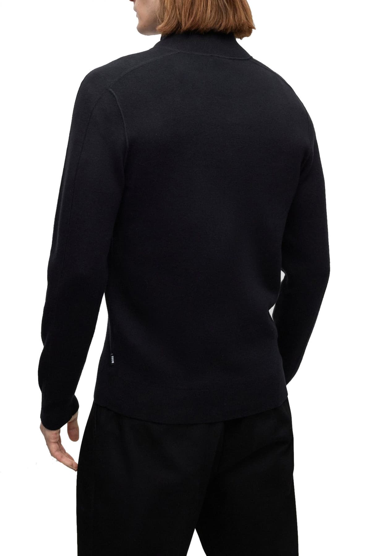 BOSS ΠΛΕΚΤΟ FULLZIP MENTOLO ΜΑΥΡΟ