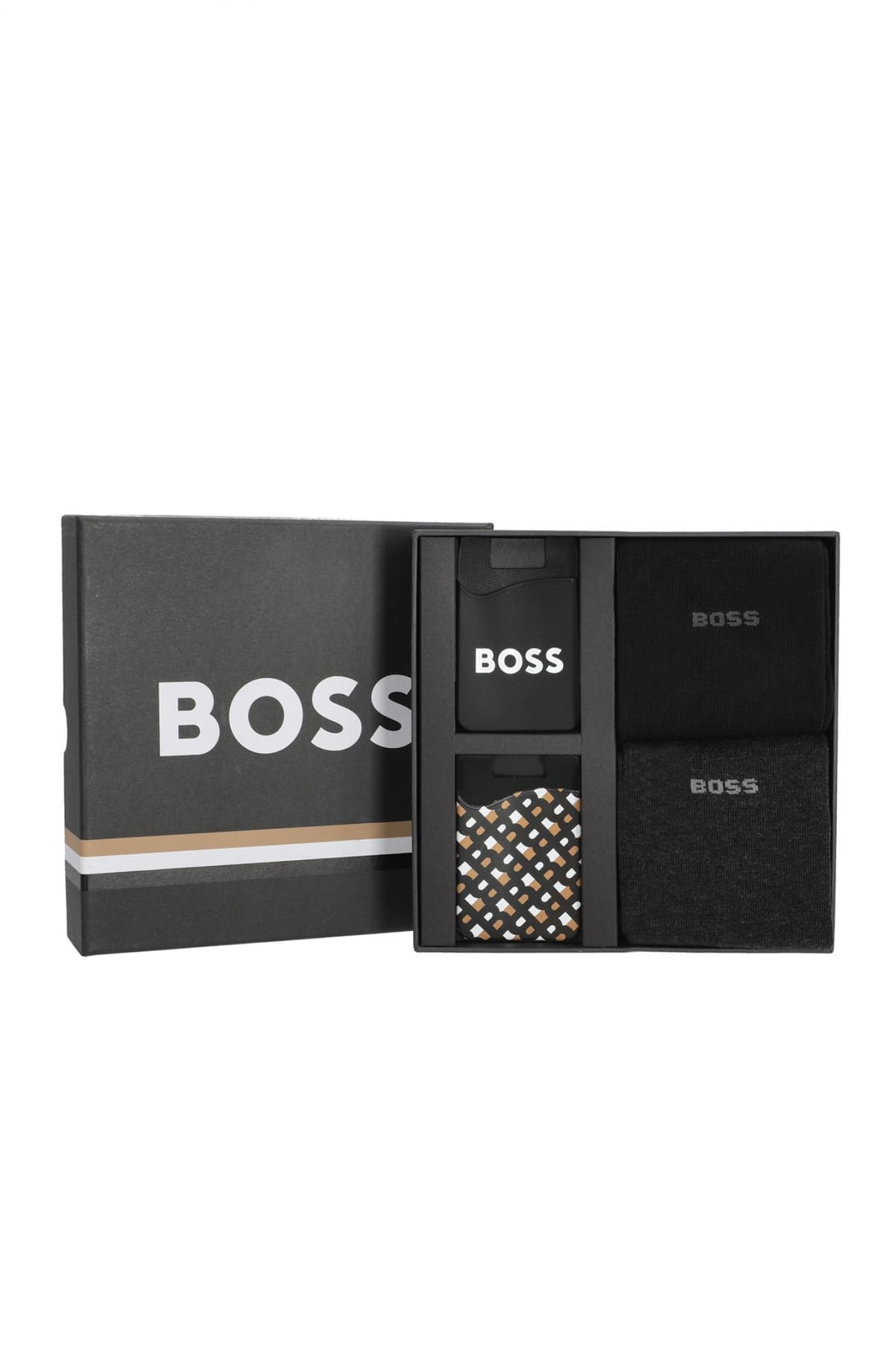 BOSS ΚΑΛΤΣΕΣ 2P RS GIFTSET CARD CC ΜΑΥΡΟ-ΓΚΡΙ