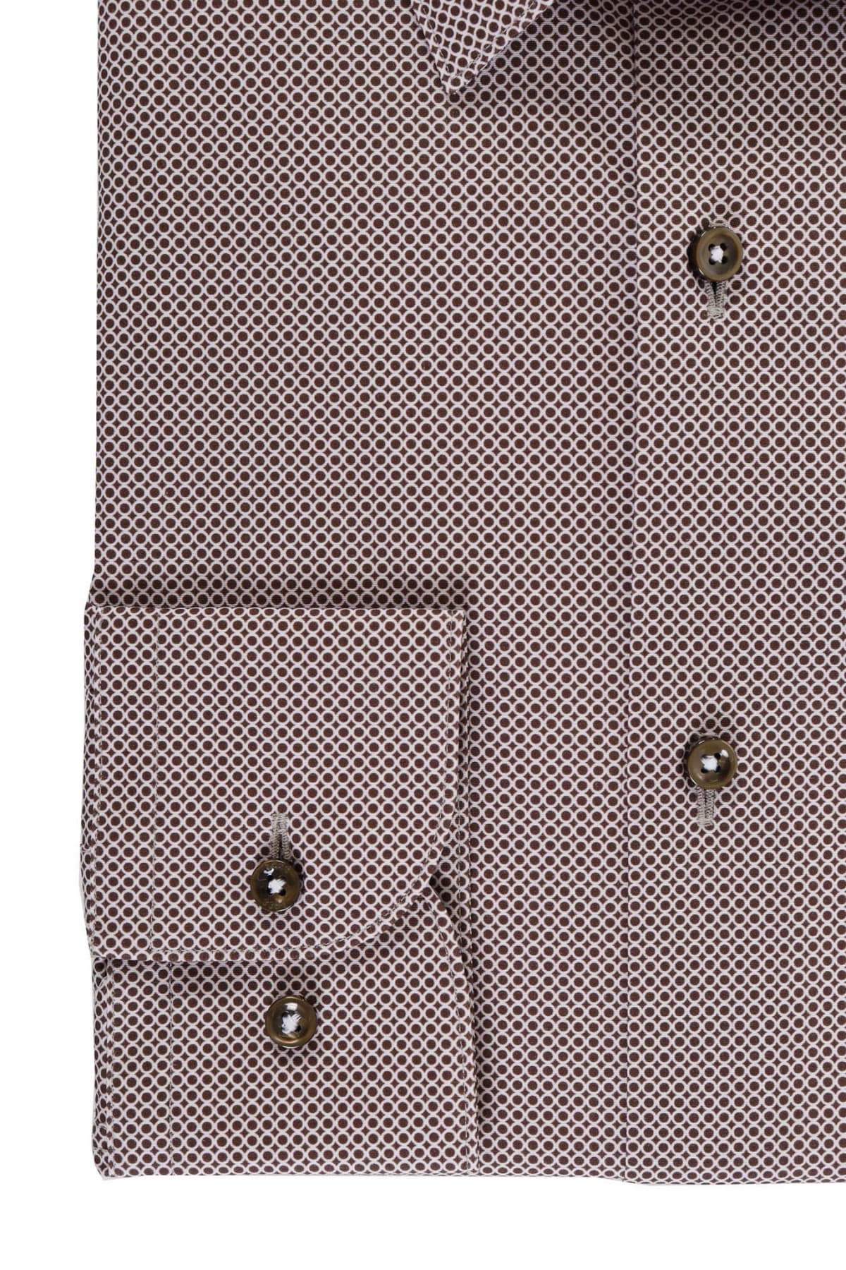 BOSS ΠΟΥΚΑΜΙΣΟ ΜΙΚΡΟΣΧΕΔΙΟ SLIM FIT H-HANK-S-KENT-C1-232 ΚΑΦΕ