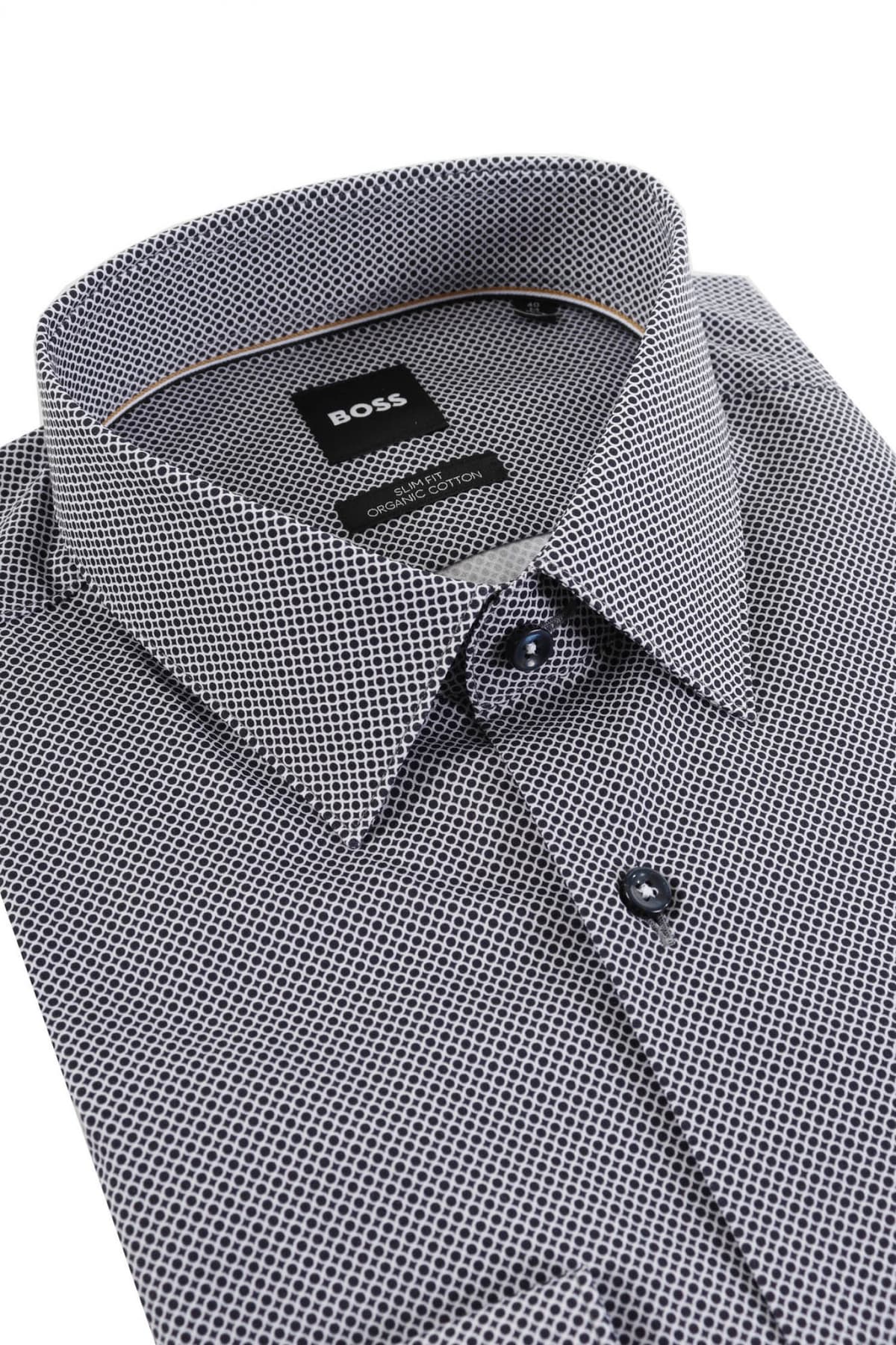 BOSS ΠΟΥΚΑΜΙΣΟ ΜΙΚΡΟΣΧΕΔΙΟ SLIM FIT H-HANK-S-KENT-C1-232 ΜΠΛΕ