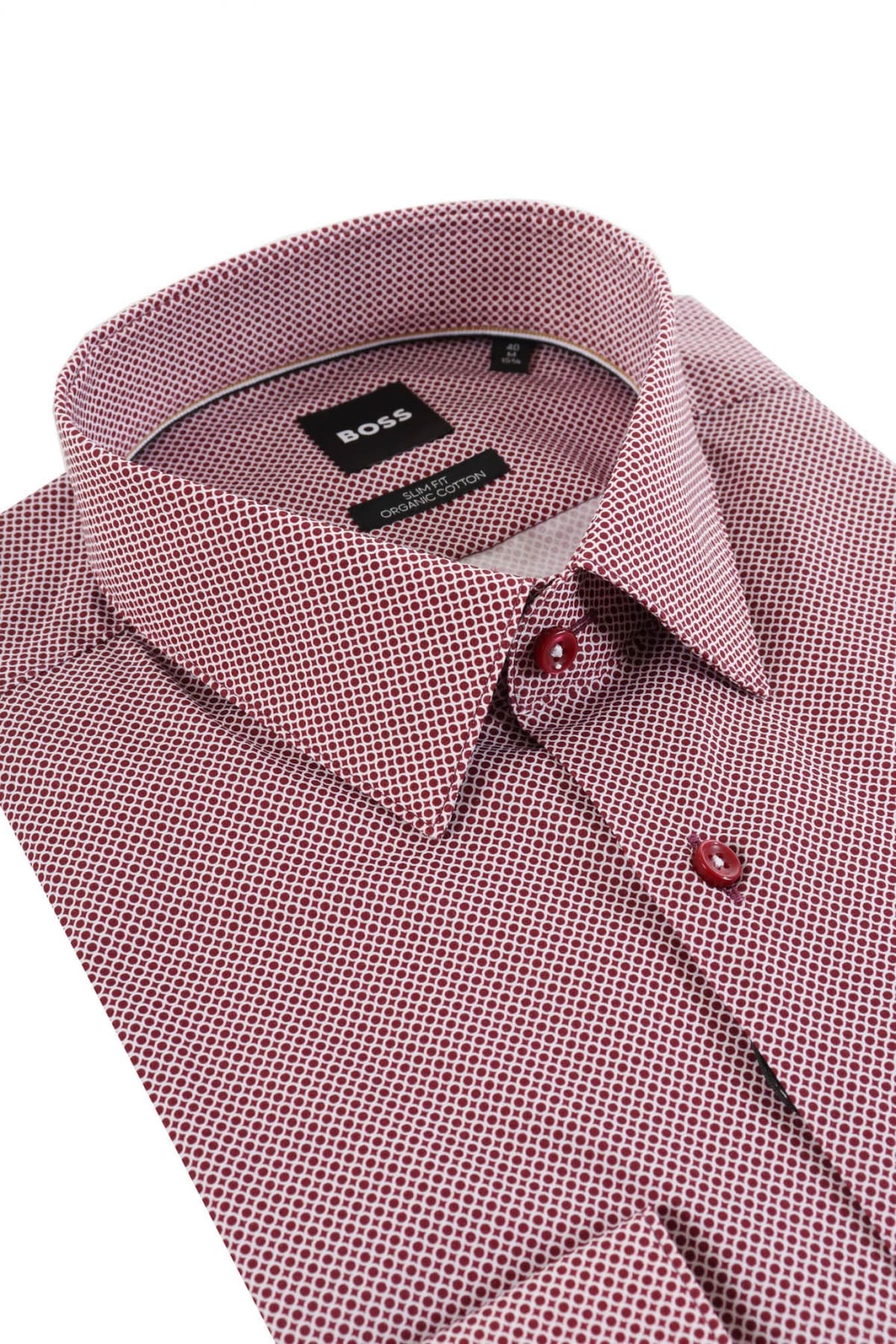 BOSS ΠΟΥΚΑΜΙΣΟ ΜΙΚΡΟΣΧΕΔΙΟ SLIM FIT H-HANK-S-KENT-C1-232 ΜΠΟΡΝΤΩ