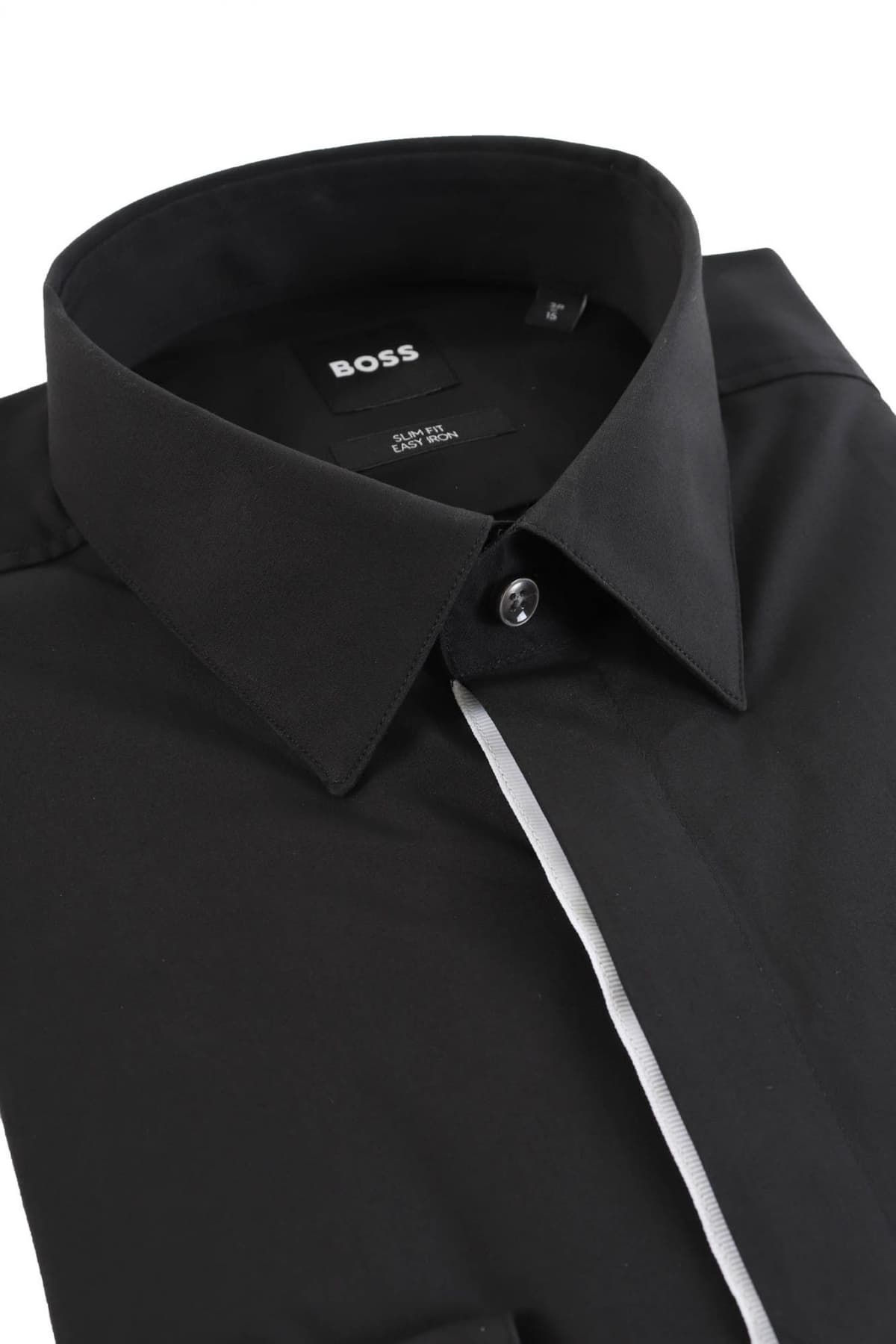 BOSS ΠΟΥΚΑΜΙΣΟ SLIM FIT STRETCH EASY IRON ΜΑΥΡΟ