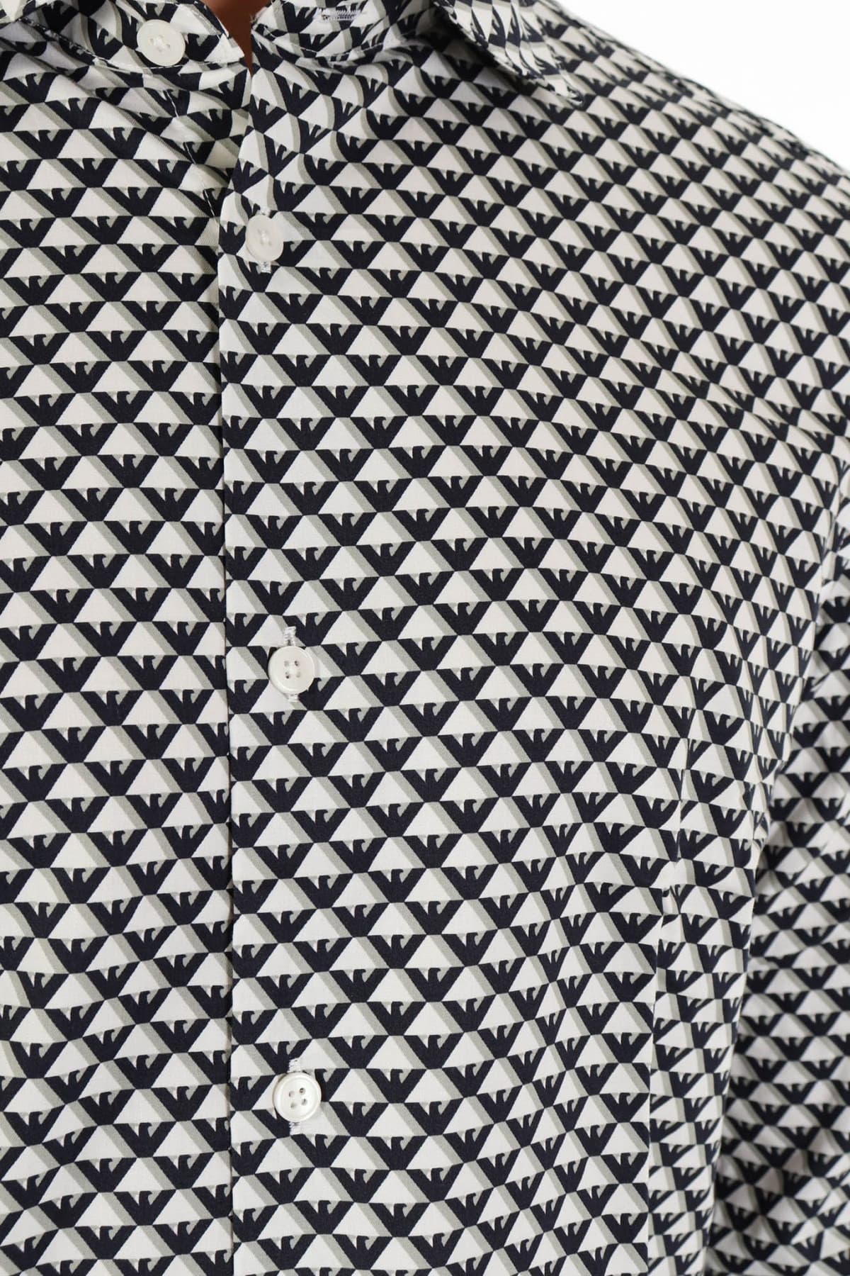 EMPORIO ARMANI ΠΟΥΚΑΜΙΣΟ ALL OVER PRINT LOGO ΛΕΥΚΟ-ΜΑΥΡΟ-ΓΚΡΙ