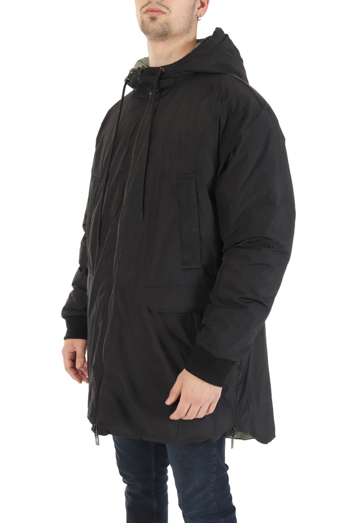 EMPORIO ARMANI ΜΠΟΥΦΑΝ REVERSIBLE ΚΟΥΚΟΥΛΑ LOGO ΜΑΥΡΟ-ΧΑΚΙ