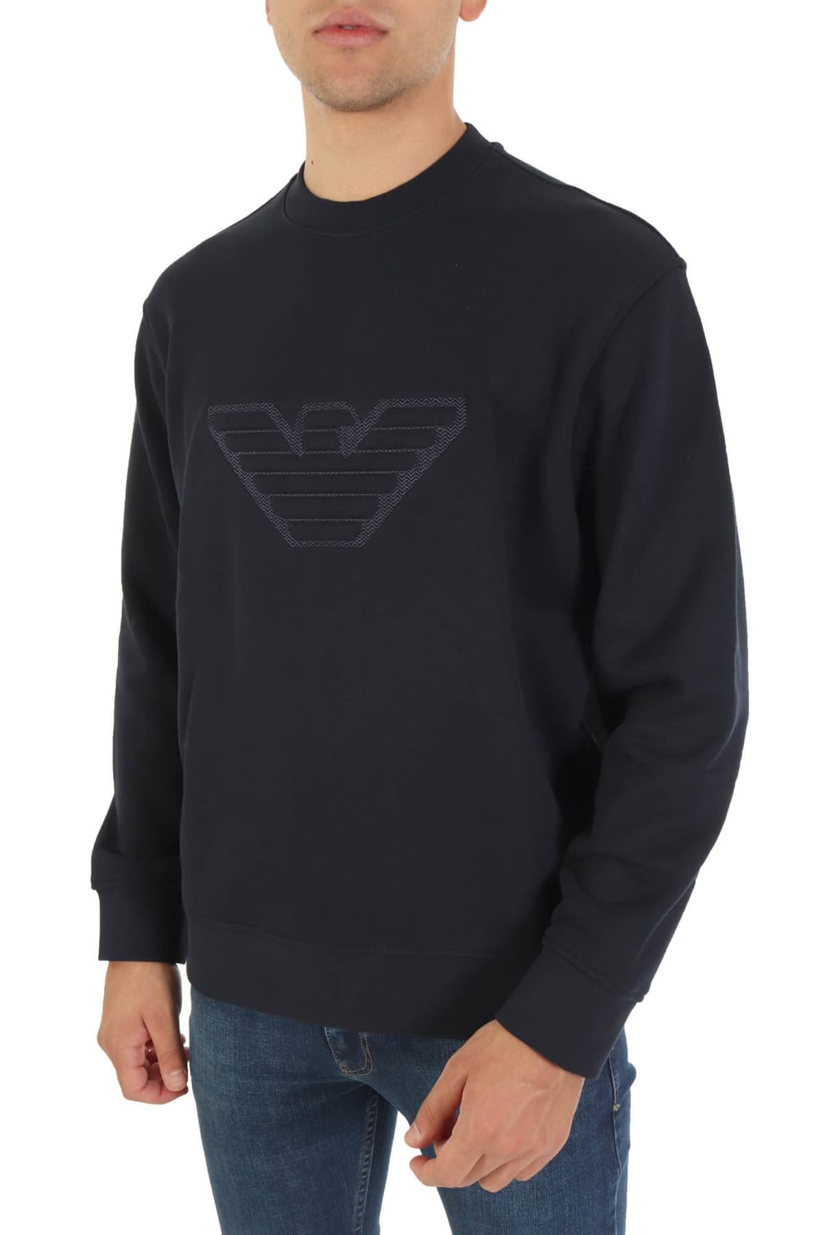 EMPORIO ARMANI ΦΟΥΤΕΡ CREWNECK LOGO ΜΠΛΕ