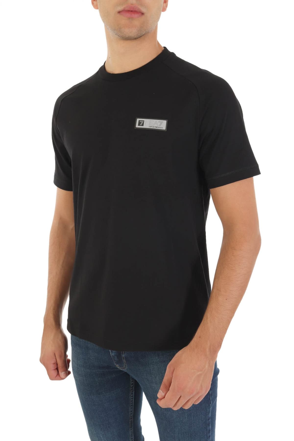 ARMANI 7 T-SHIRT LOGO ΜΑΥΡΟ-ΓΚΡΙ