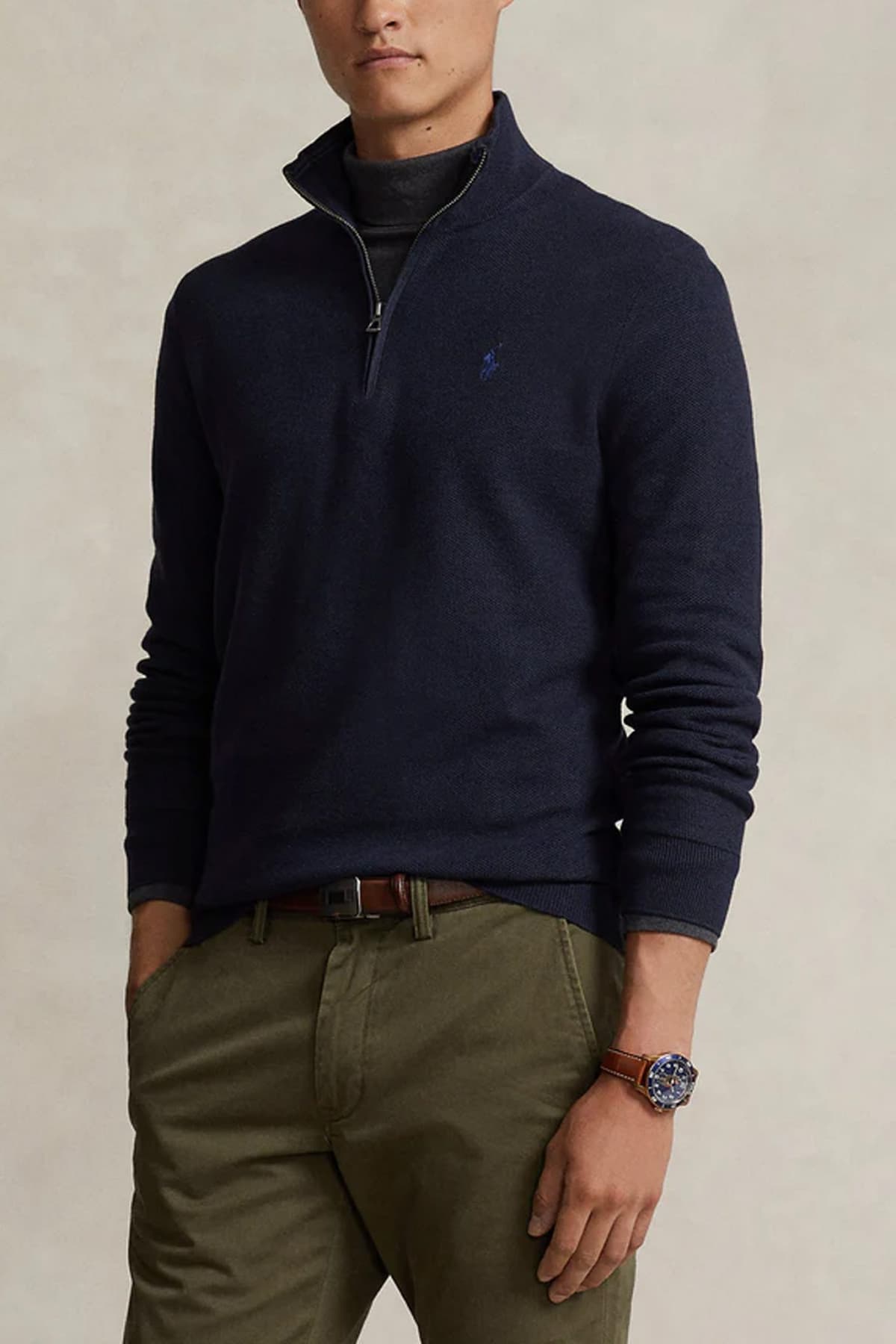 RALPH LAUREN ΠΛΕΚΤΟ HALFZIP ΜΠΛΕ