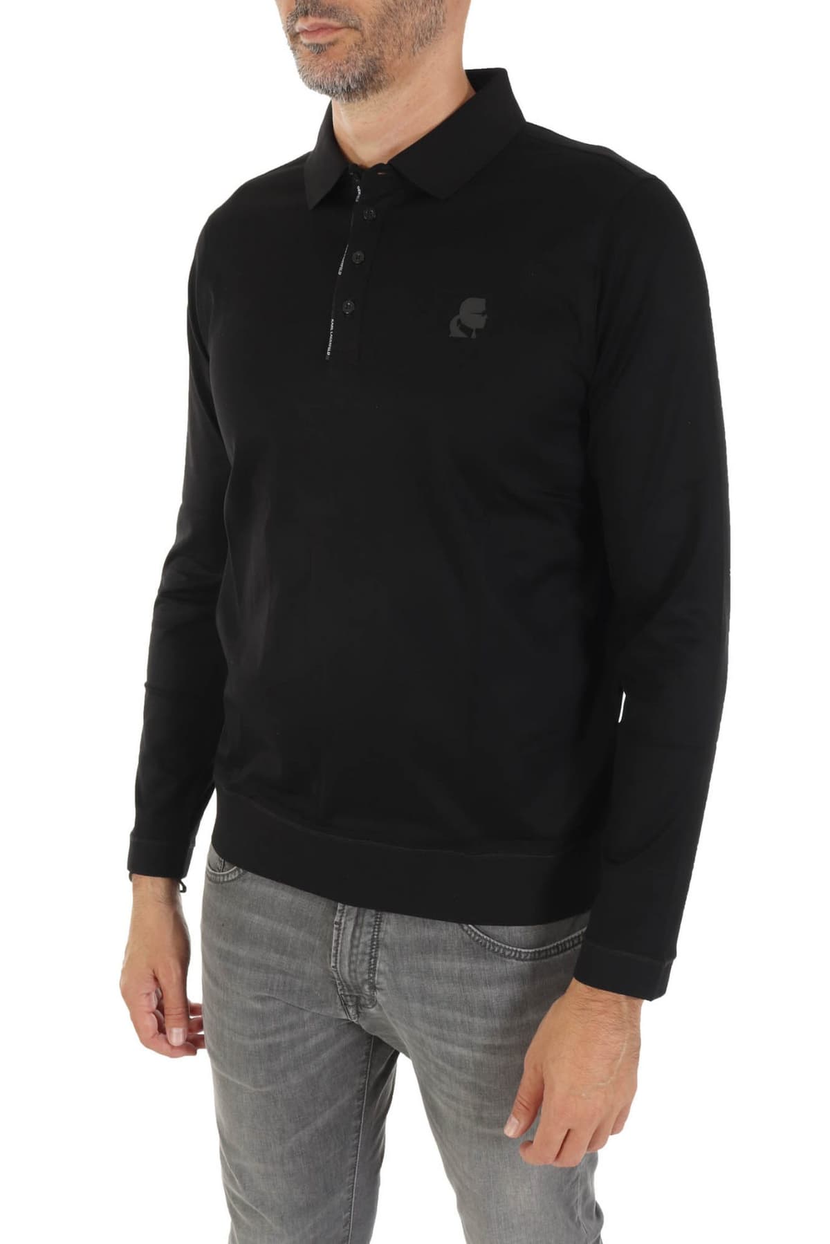 KARL LAGERFELD POLO LOGO ΜΑΥΡΟ