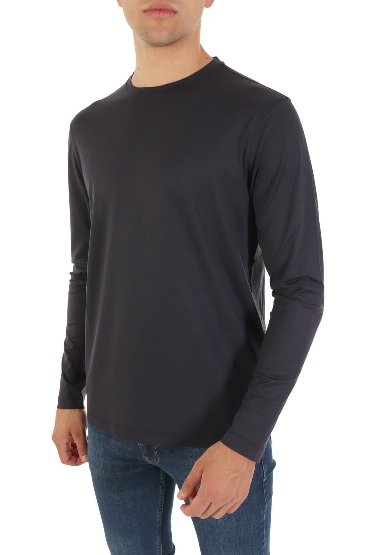 EMPORIO ARMANI T-SHIRT SILK LOGO ΜΠΛΕ