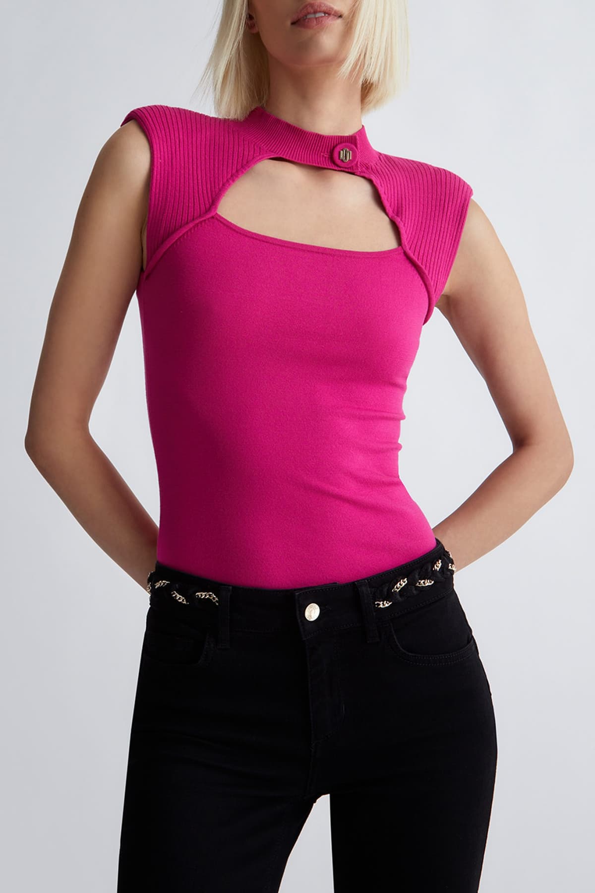 LIU-JO BETTER ΠΛΕΚΤΟ ΑΜΑΝΙΚΟ ΛΟΥΠΕΤΟ ΦΟΥΞΙΑ