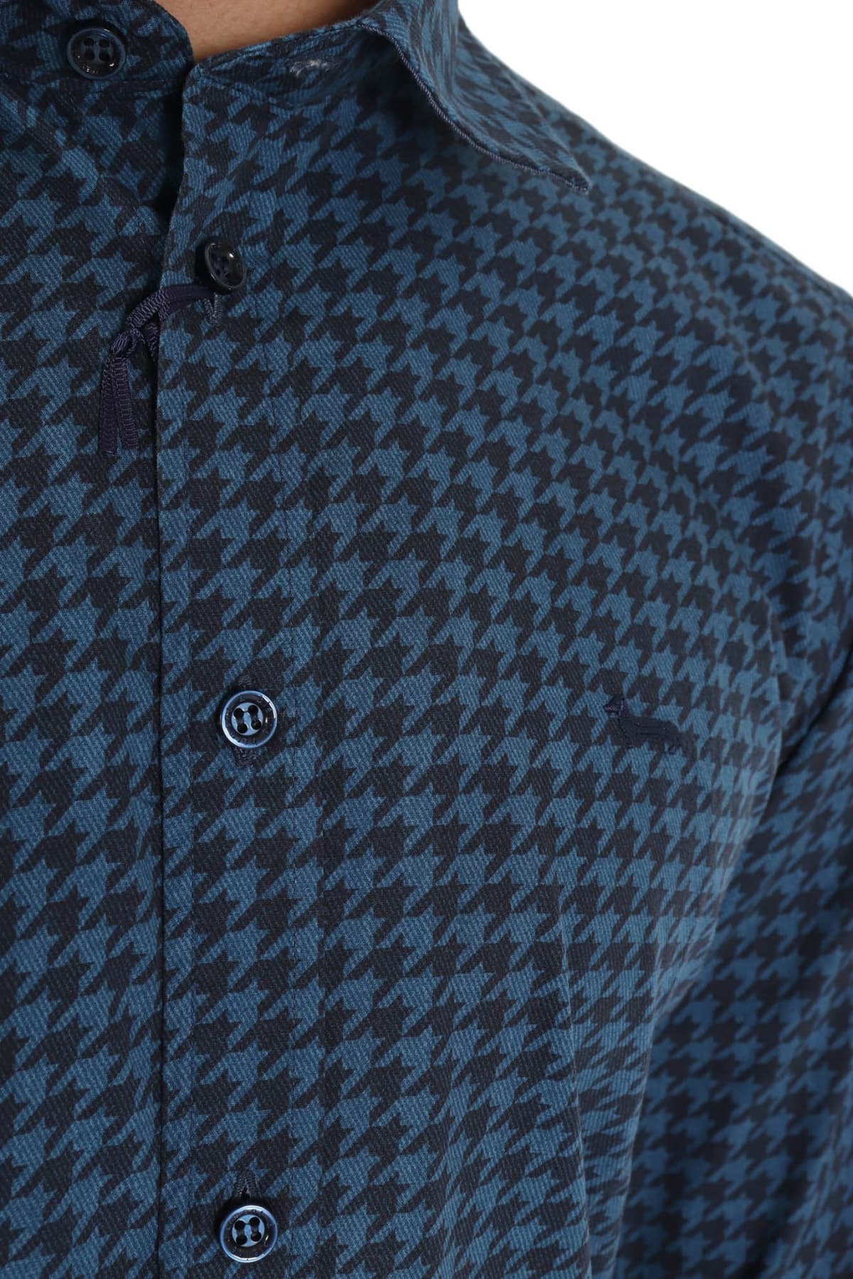 HARMONT & BLAINE ΠΟΥΚΑΜΙΣΟ ΜΙΚΡΟΣΧΕΔΙΟ NARROW FIT ΜΠΛΕ-ΠΕΤΡΟΛ