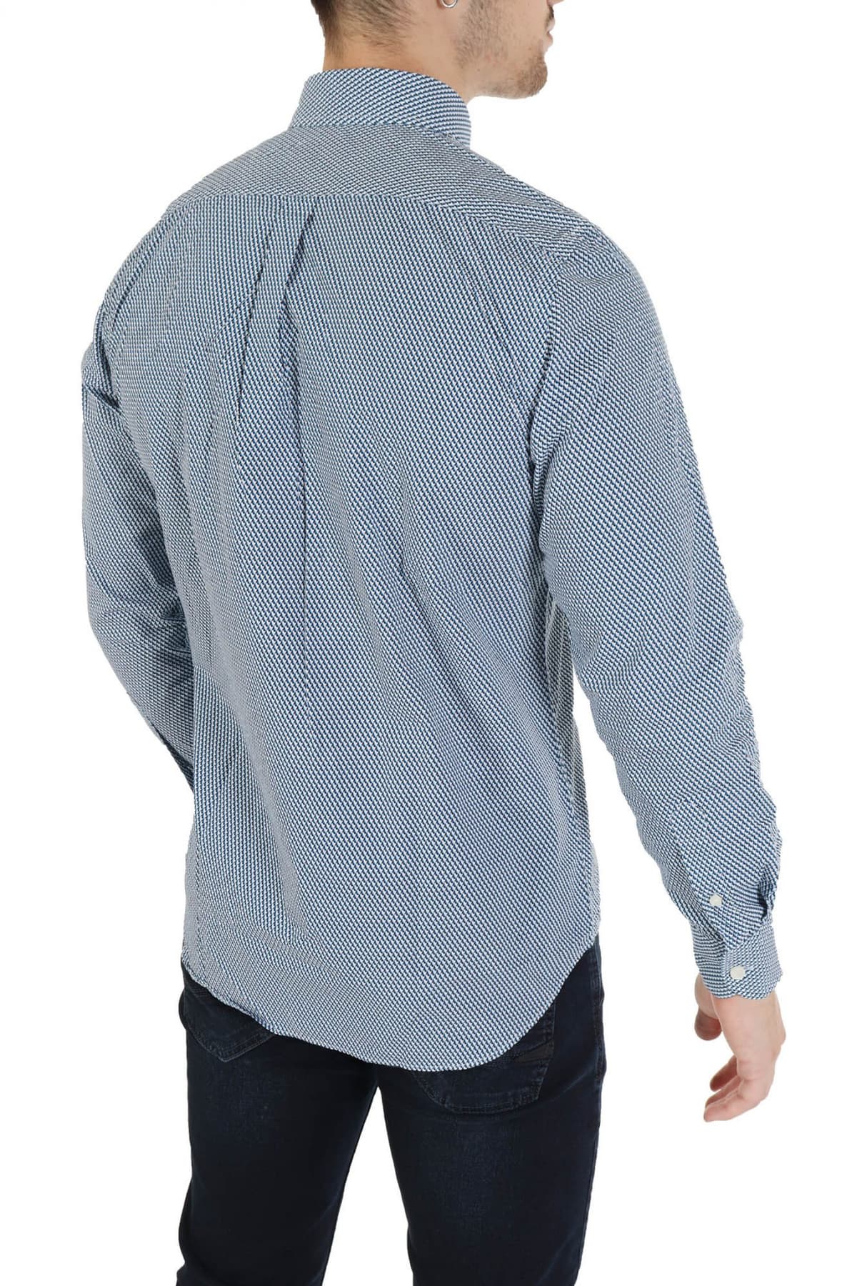 HARMONT & BLAINE ΠΟΥΚΑΜΙΣΟ BUTTON DOWN ΜΙΚΡΟΣΧΕΔΙΟ REGULAR FIT ΜΠΛΕ-ΛΕΥΚΟ