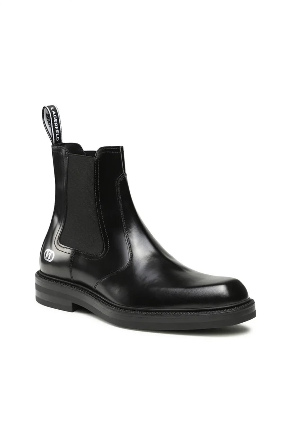 KARL LAGERFELD ΠΑΠΟΥΤΣΙΑ ΜΠΟΤΑΚΙ CHIESEL TOE CHELSEA ΜΑΥΡΟ