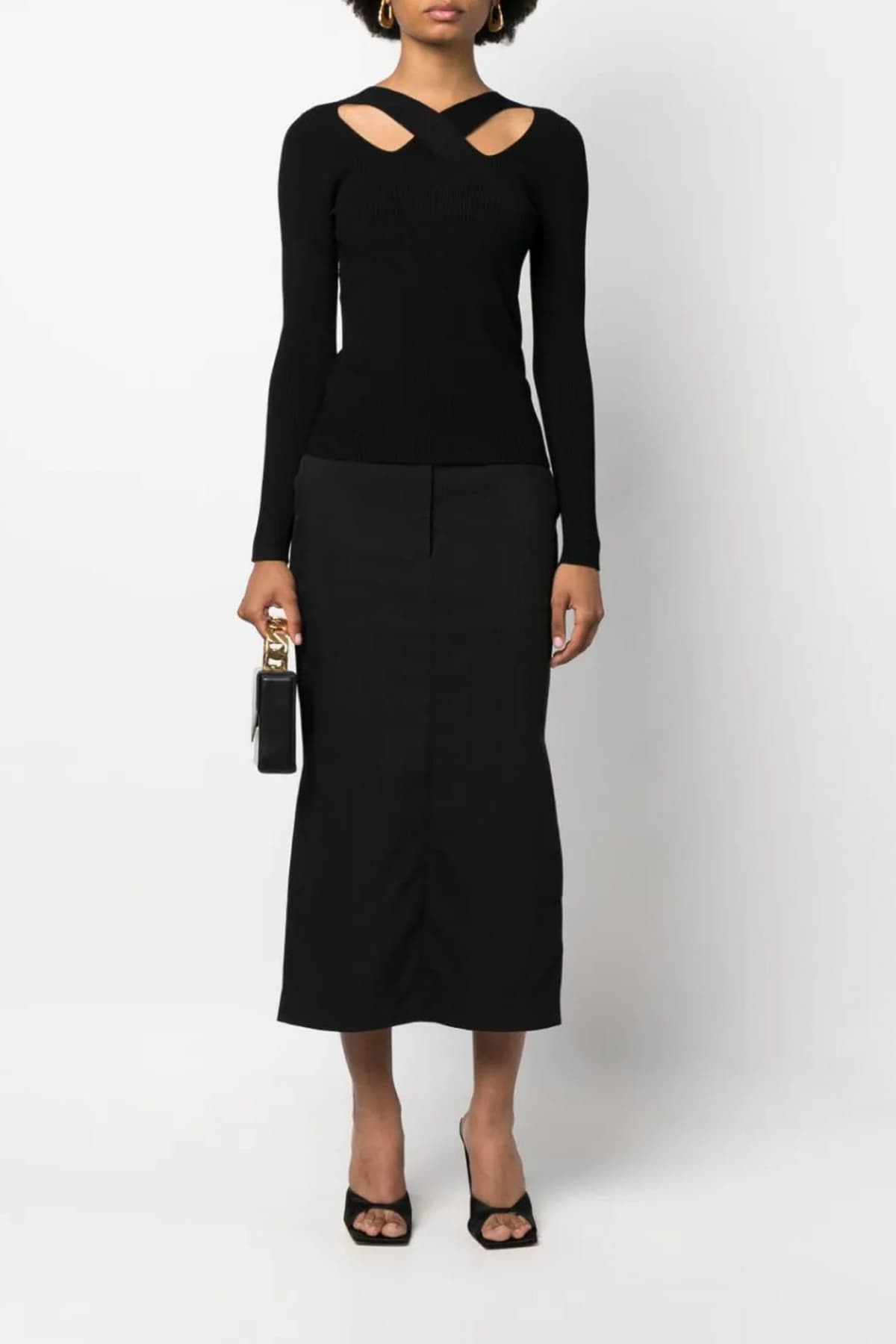 MICHAEL KORS ΜΠΛΟΥΖΑ ΡΙΜΠ ΑΝΟΙΓΜΑΤΑ ΜΑΥΡΟ