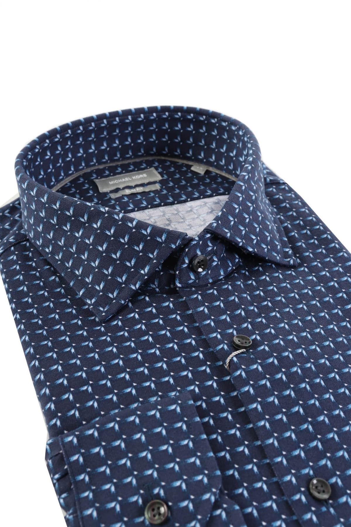 MICHAEL KORS ΠΟΥΚΑΜΙΣΟ ΜΙΚΡΟΣΧΕΔΙΟ SLIM FIT ΜΠΛΕ-ΣΙΕΛ